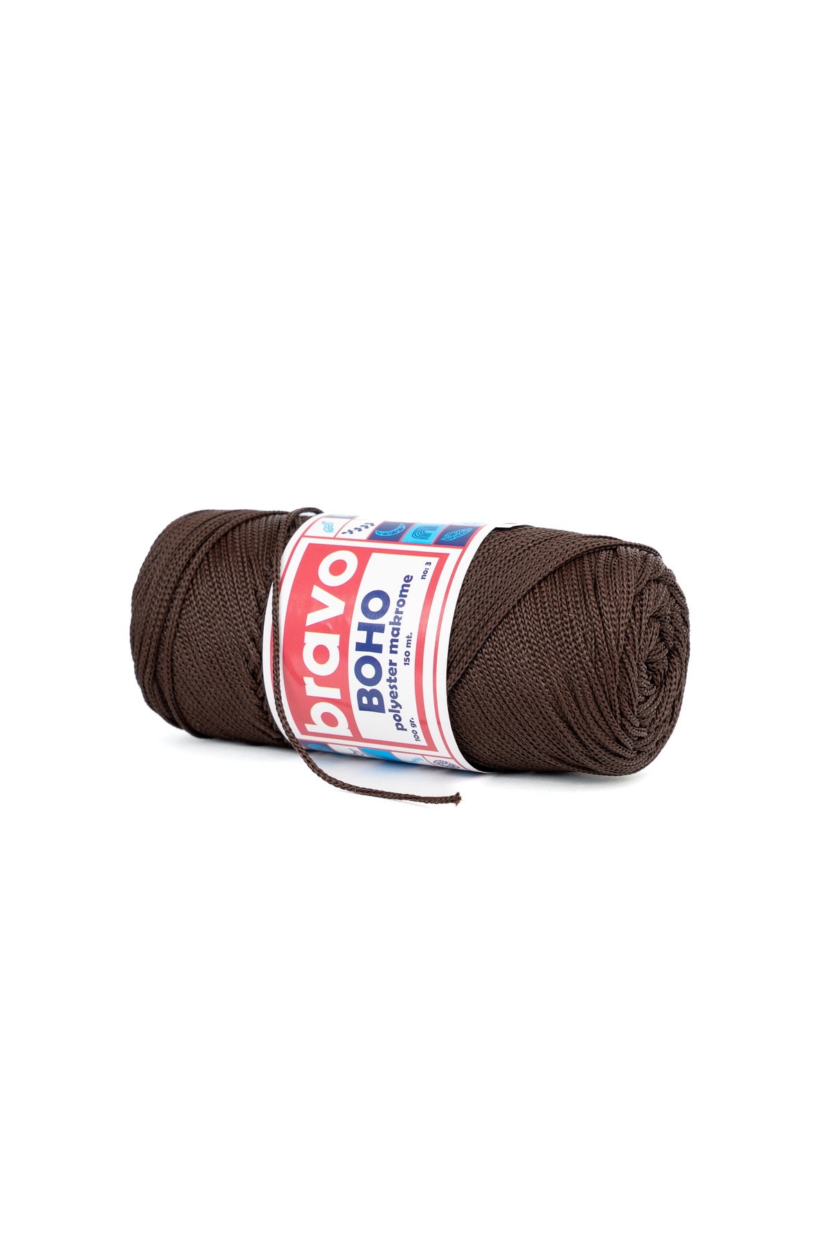 Boho Polyester Macrame Yarn 1.5 Mm 100 Gr 150 Meters No: 3 mm (Color Code: 210) Dark Brown