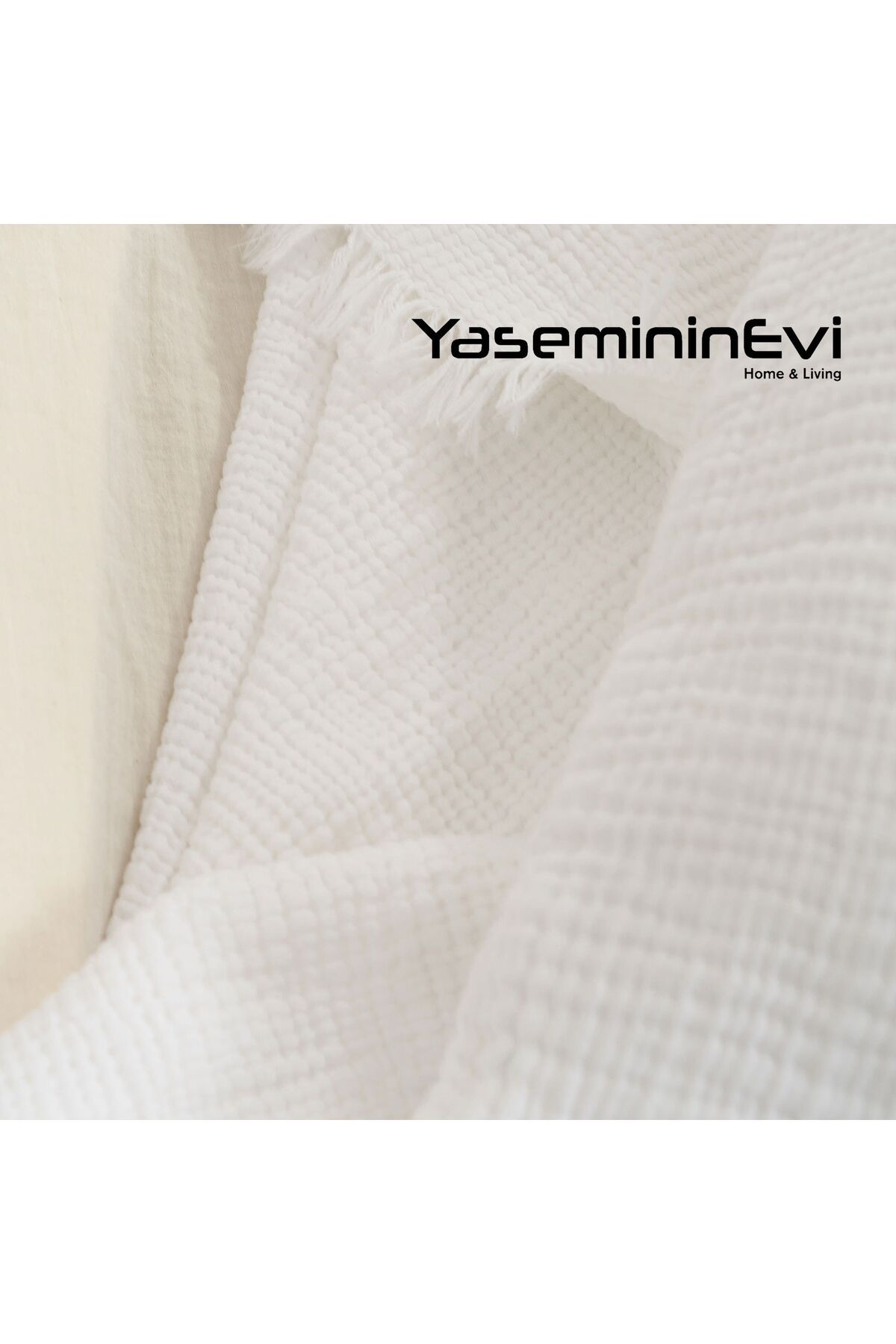 YASEMİNİNEVİ-White Color 4 Layer Multi Muslin Bedspread Pique (160 X 240cm) 3