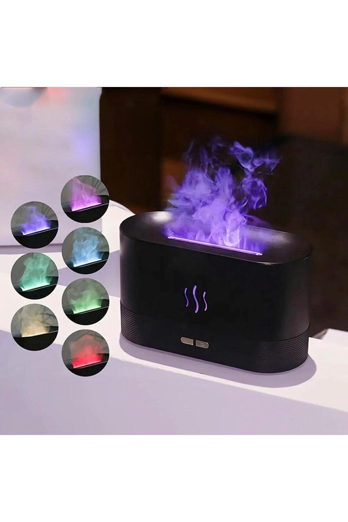 divendi-ro-Aromatherapy Diffuser and Humidifier with Flame and Ultrasound Effect, 3 in 1, LED RGB, 180ml, Black 2