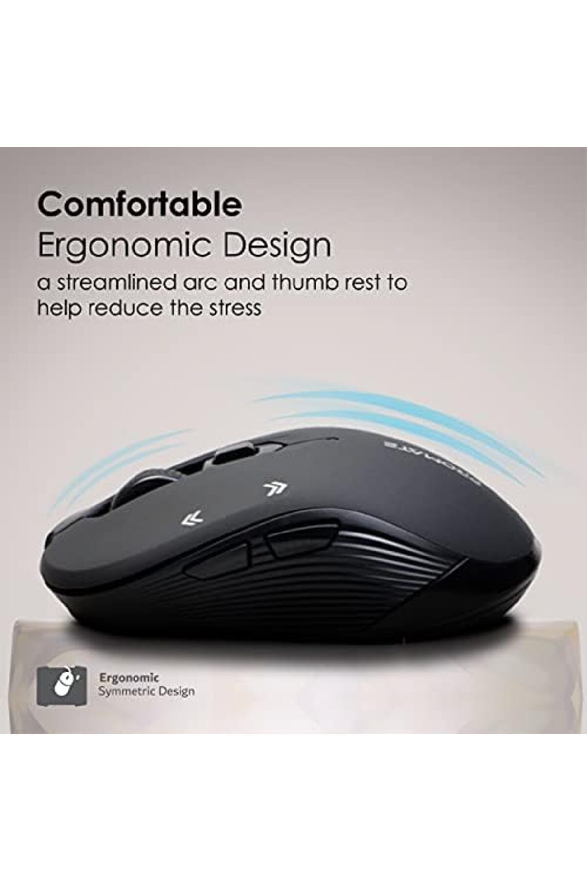 Promate-Promate 1600DPI Wireless Mouse, Ergonomic Symmetric 2.4GHz Cordless Optical Mouse with Nano Receiver 4