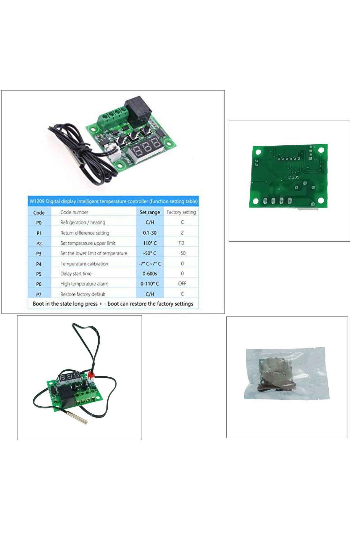 OEM-W1209 temperature controller, with sensor, 7 settings, range from -30°C to 110°C 4