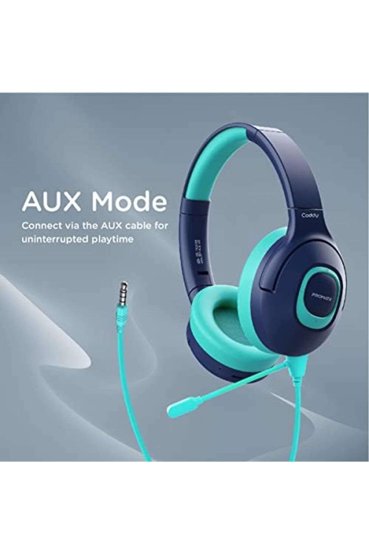 Promate-Kids Wireless Bluetooth Headphones, Stylish Dual Microphone Volume Controlled 85dB to 93dB H 5