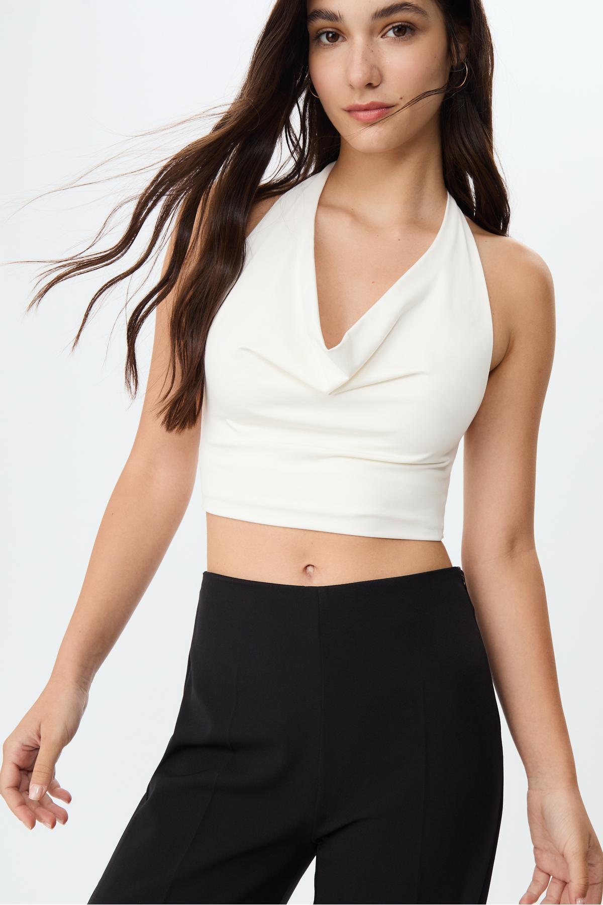 Stradivarius  Dökümlü kumaş pantolon - Görsel 4