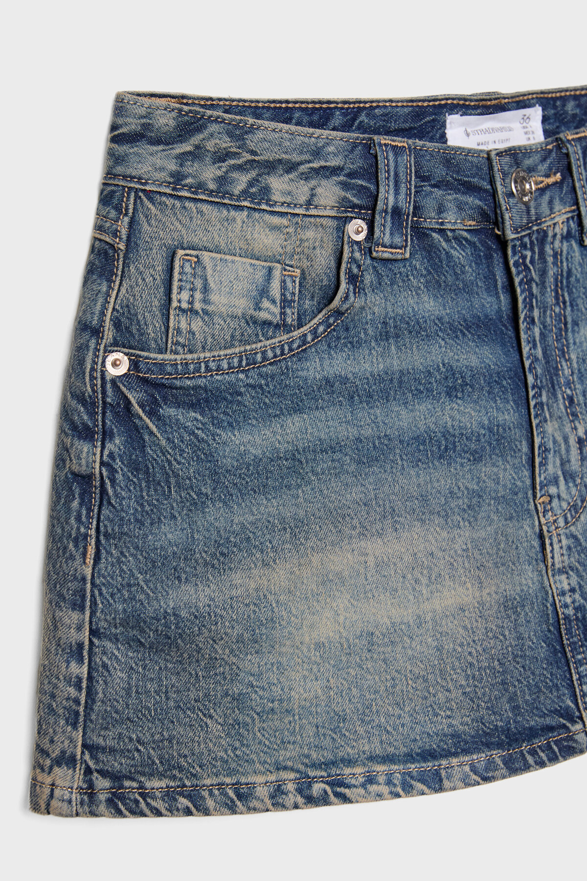 Stradivarius  D62 Denim Şort Etek - Görsel 7