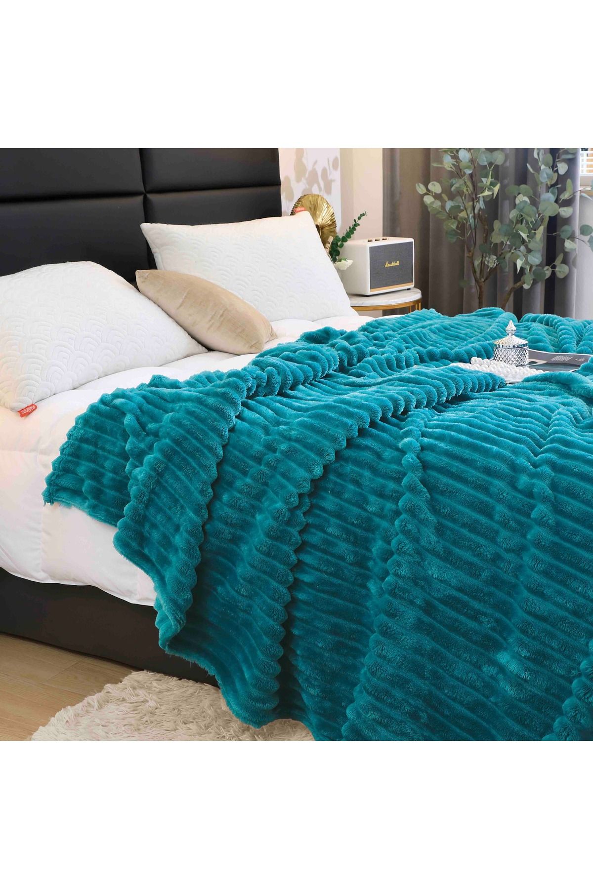 FIONNA.RO-Cocolino Striped Blanket Medium Thickness - Turquoise 3