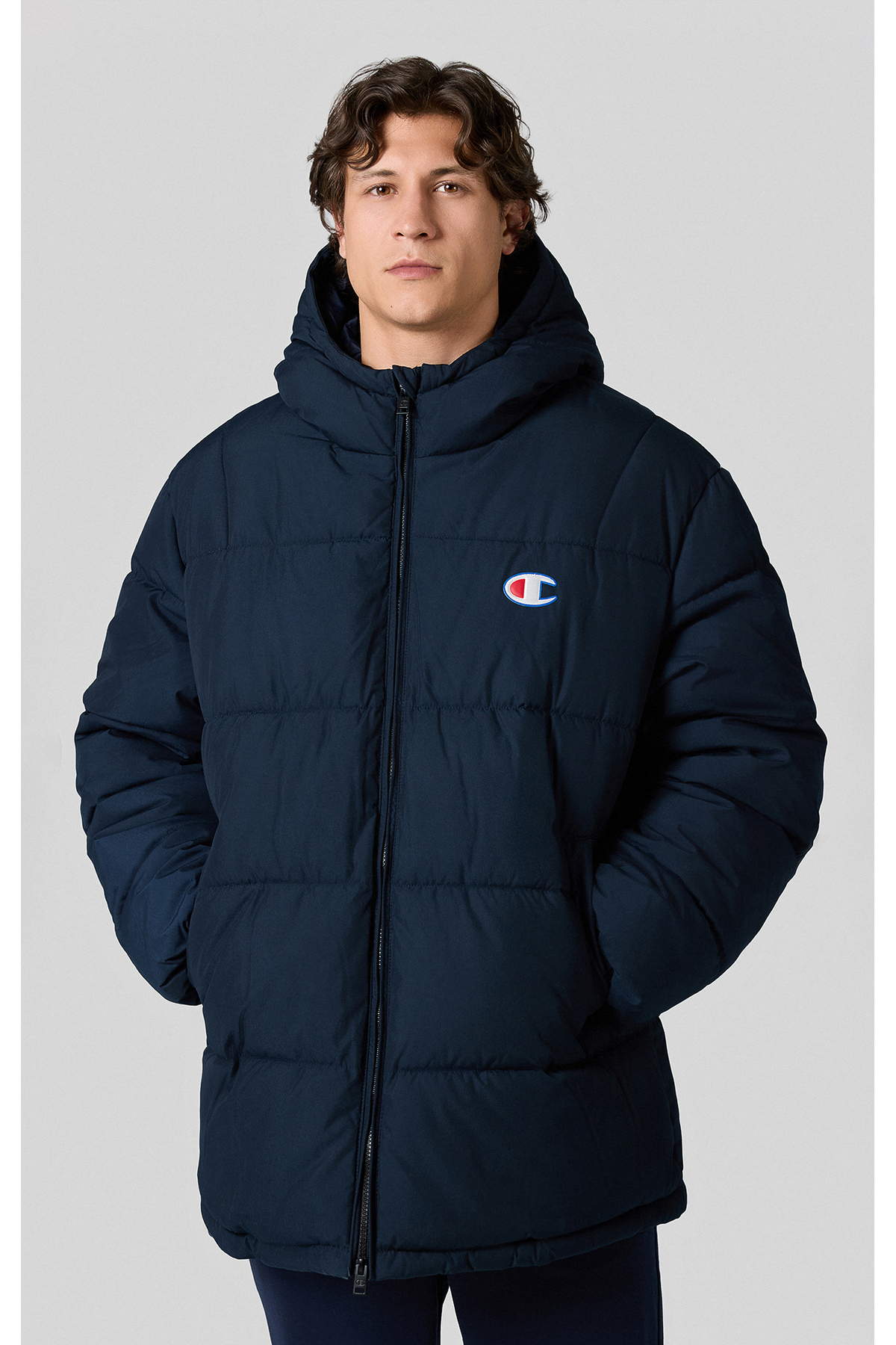 چمپیون کاپشن مردانه کلاه‌دار فضای باز سرمه‌ای -220350-BS501