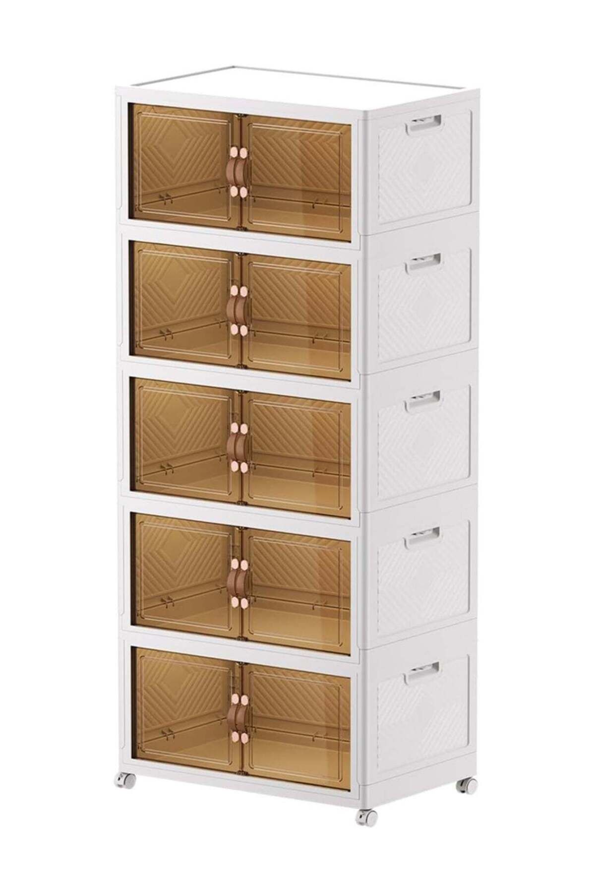 Generic-Foldable Storage Closet Large Size with Wheels and Magnetic Lock Doors 5 Layer 1