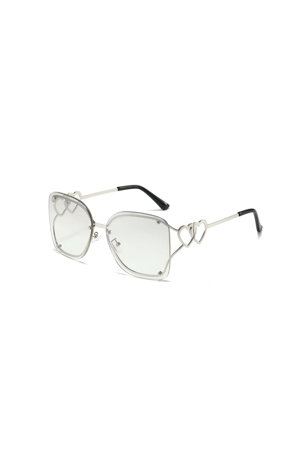 REDz Accessories Ochelari De Soare, Fashion Cu Inimioare, Lentile Pătrate, Protecție Uv400, Gri Unisex - One Size