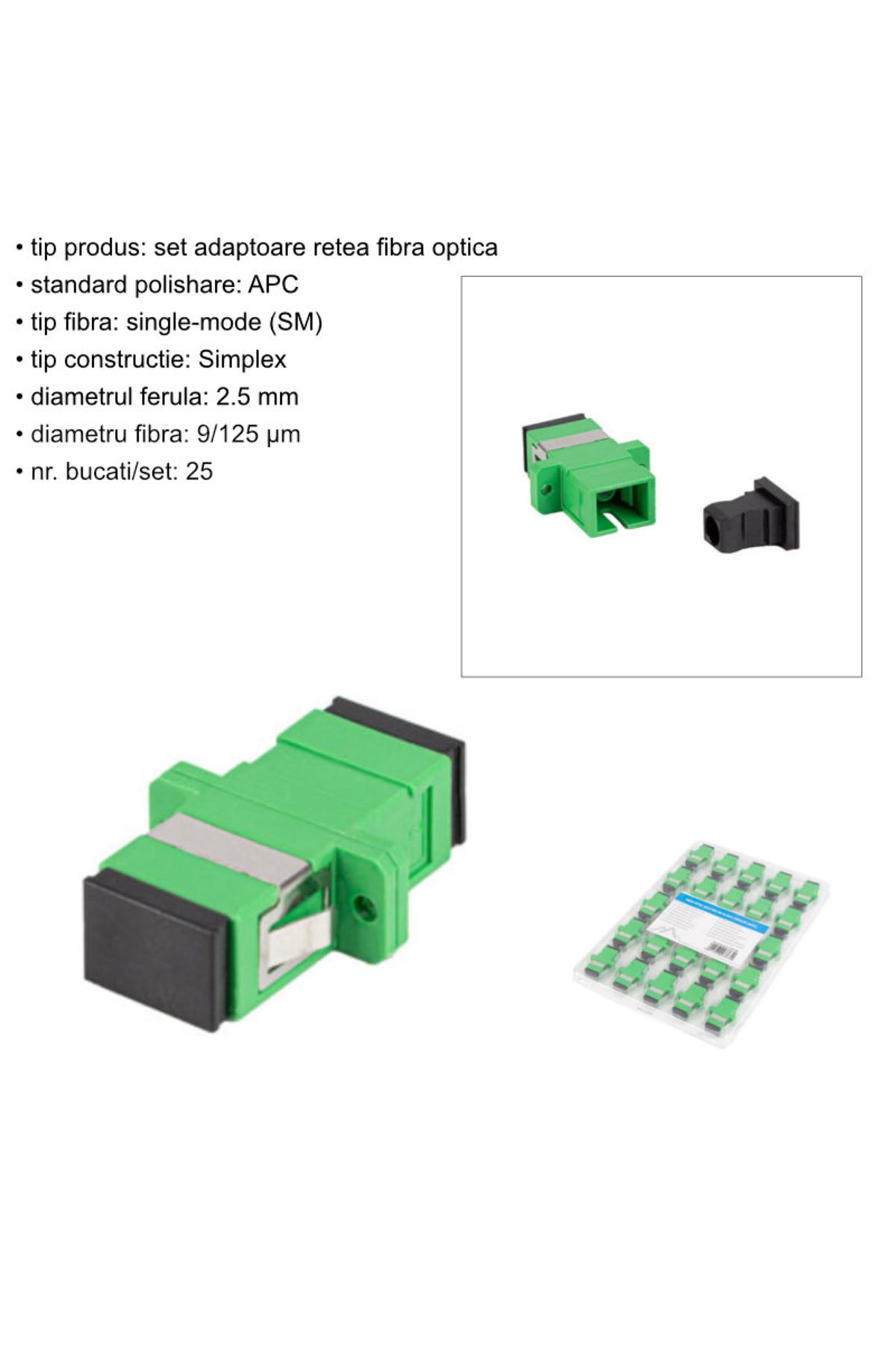 Lanberg-Set of 25 fiber optic network adapters with SC/APC connectors, Lanberg 43363, SM SIMPLEX 6
