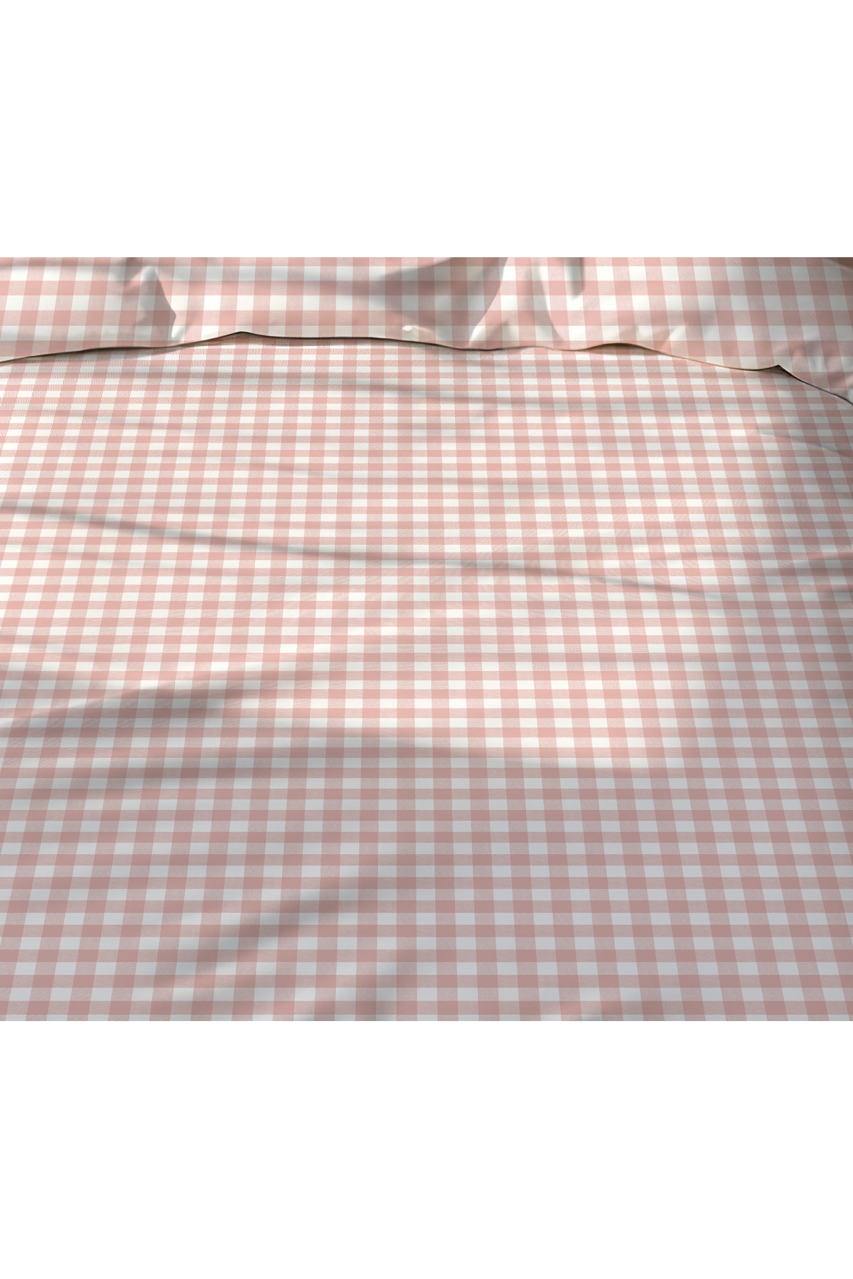 Evmila-Double Sided Pink Gingham Patterned - Printed Single Duvet Cover Set 2