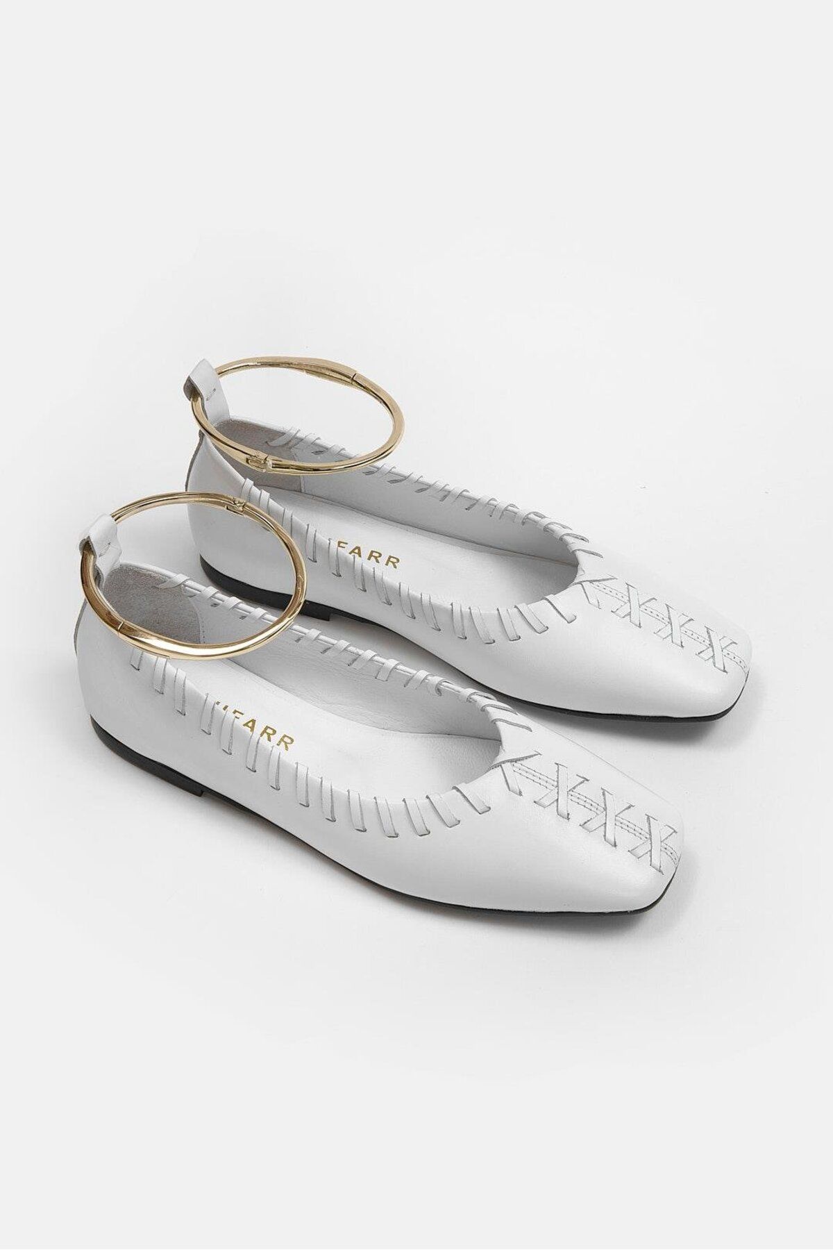NILUFARR-Balerini de damă Lalita White din piele naturală 5