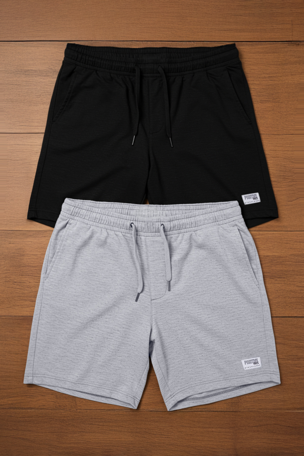 Trendyol Collection-Schwarz-graue 2er-Pack Shorts mit normaler/normaler Passform und Bermuda TMNSS25SR00042 1