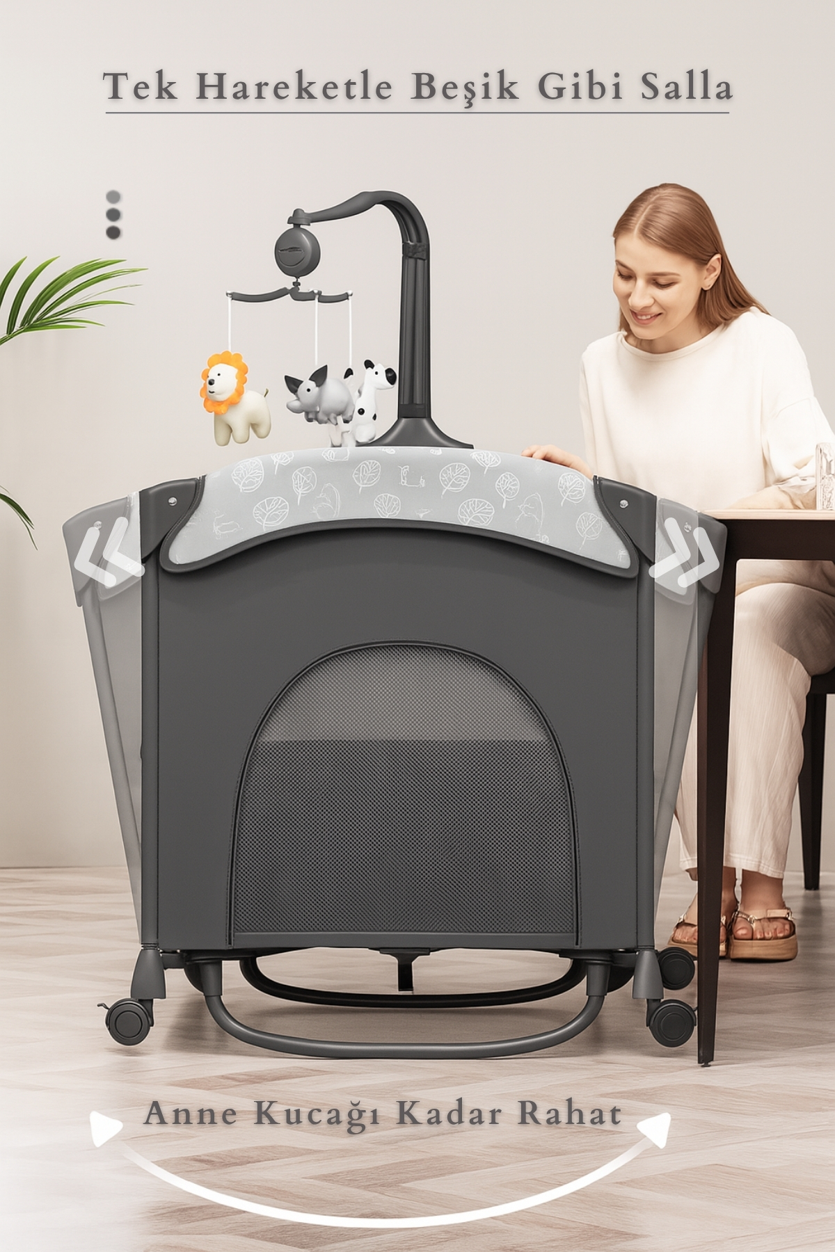 Kiwi Wild 3in1 Anne Yanı Park Yatak Katlanır Beşik, Tekerlekli, Yan Açılır fotoğrafı 4 (önizleme)