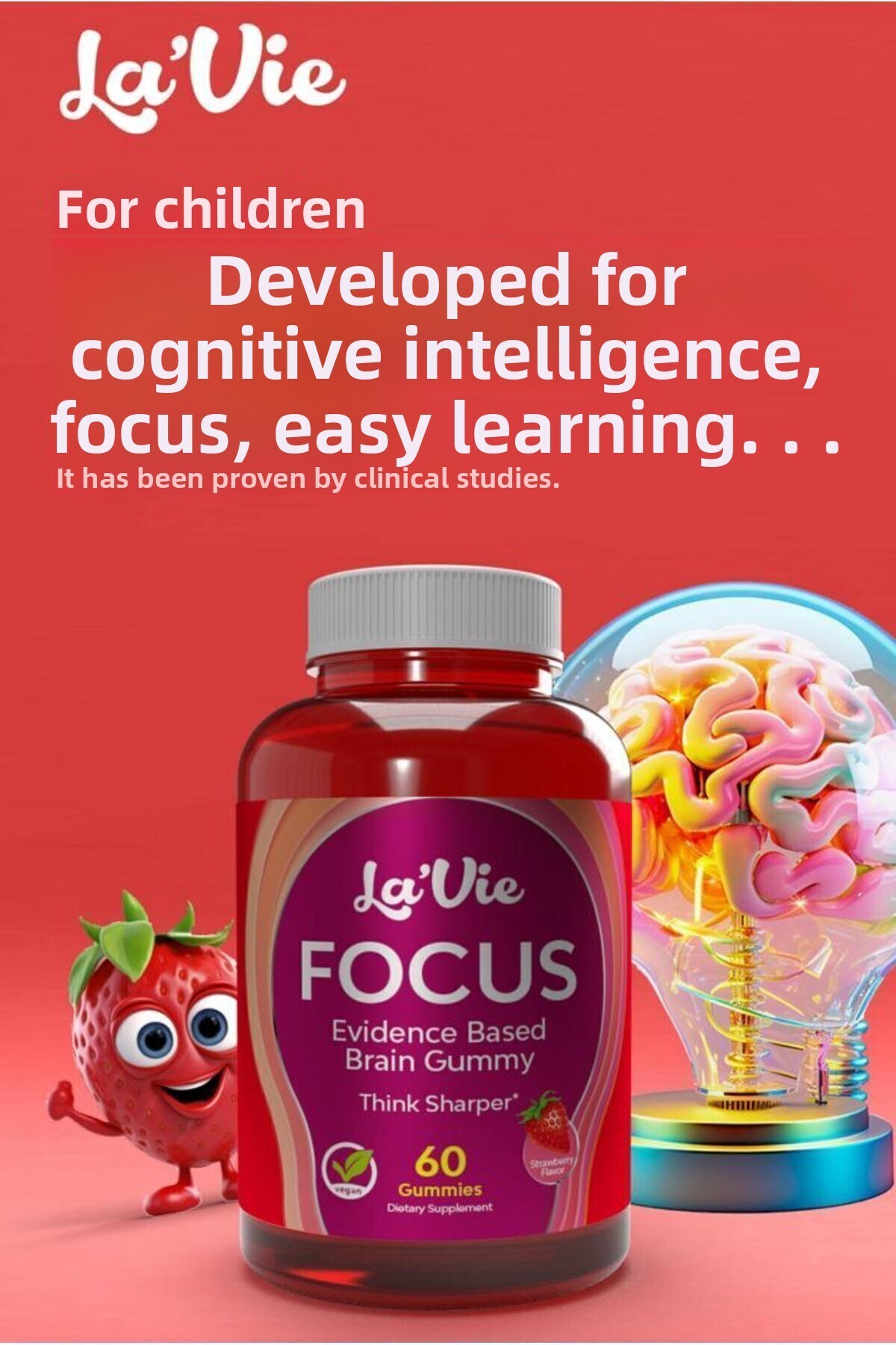 La Vie-Focus Magnesium Containing Silicon and Multivitamin Multivitamin Gummy for Intelligence and Brain Development 2