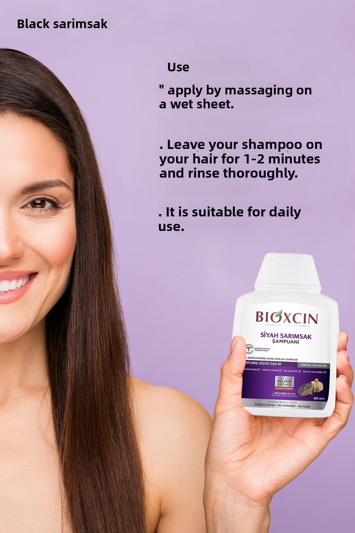 Bioxcin-Black Garlic Shampoo 300 ml - Anti-Spill and Anti-Slimming Shampoo 3
