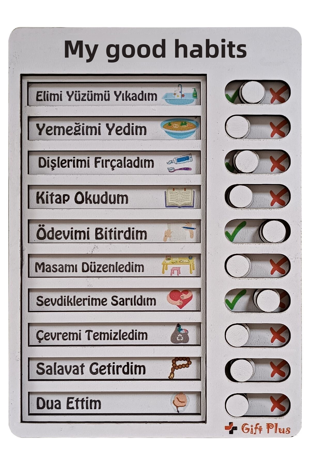 عادات خوب چوبی-لیست روتین روزانه-لیست بررسی-اسباب‌بازی آموزشی