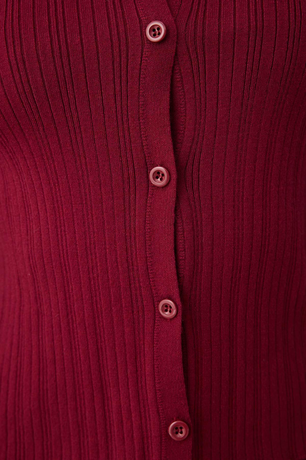 Trendyolmilla  Bordo 2'li Fitilli Premium/Özel İplikli Yumuşak Dokulu Triko Hırka-Bluz Takım TWOAW26HI00003 - Görsel 4