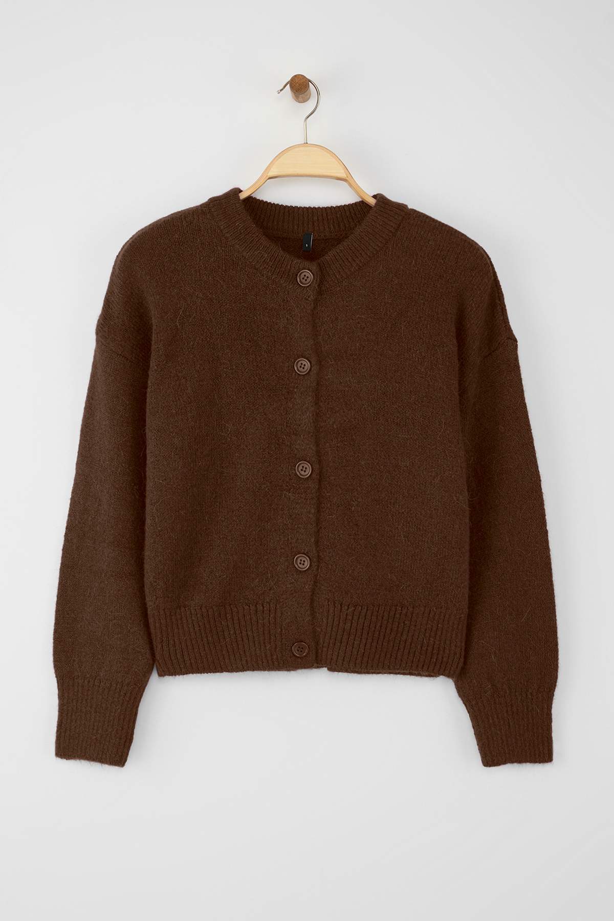 Trendyolmilla  More Sustainable Kahverengi Alpaka Yünü Karışımlı Premium/Özel İplik Triko Hırka | TWOAW26HI00000 - Görsel 6