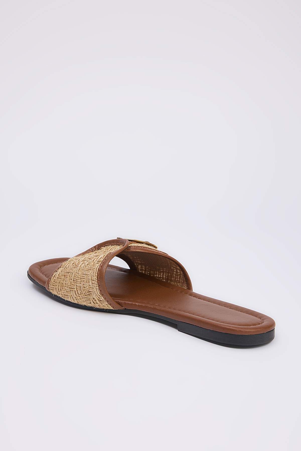 TRENDYOL SHOES-Papuci de damă maro cu cataramă de paie TAKSS25TE00064 4