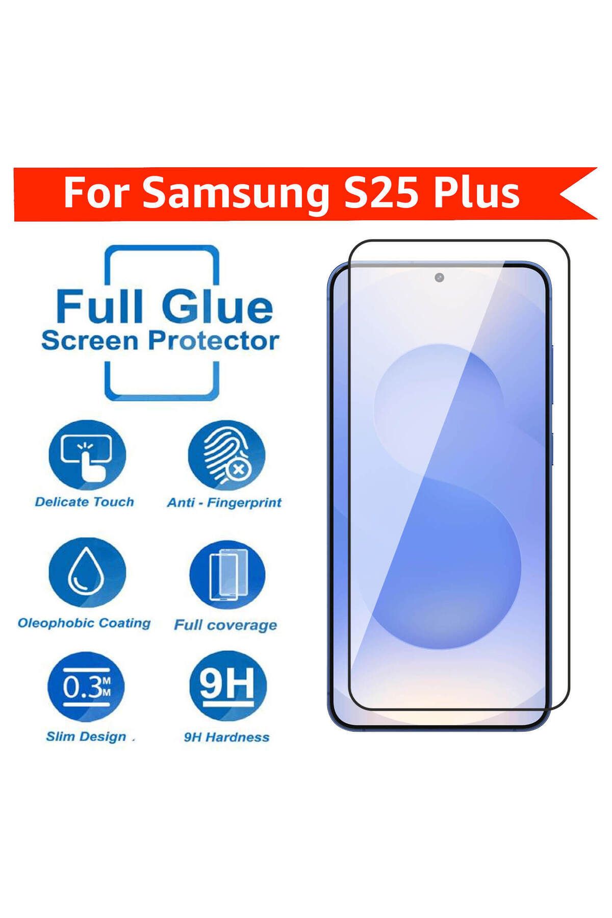 WFC Samsung Galaxy S25 Plus Uyumlu Temperli Kırılmaz Cam Ekran Koruyucu – Parmak İzi Destekli