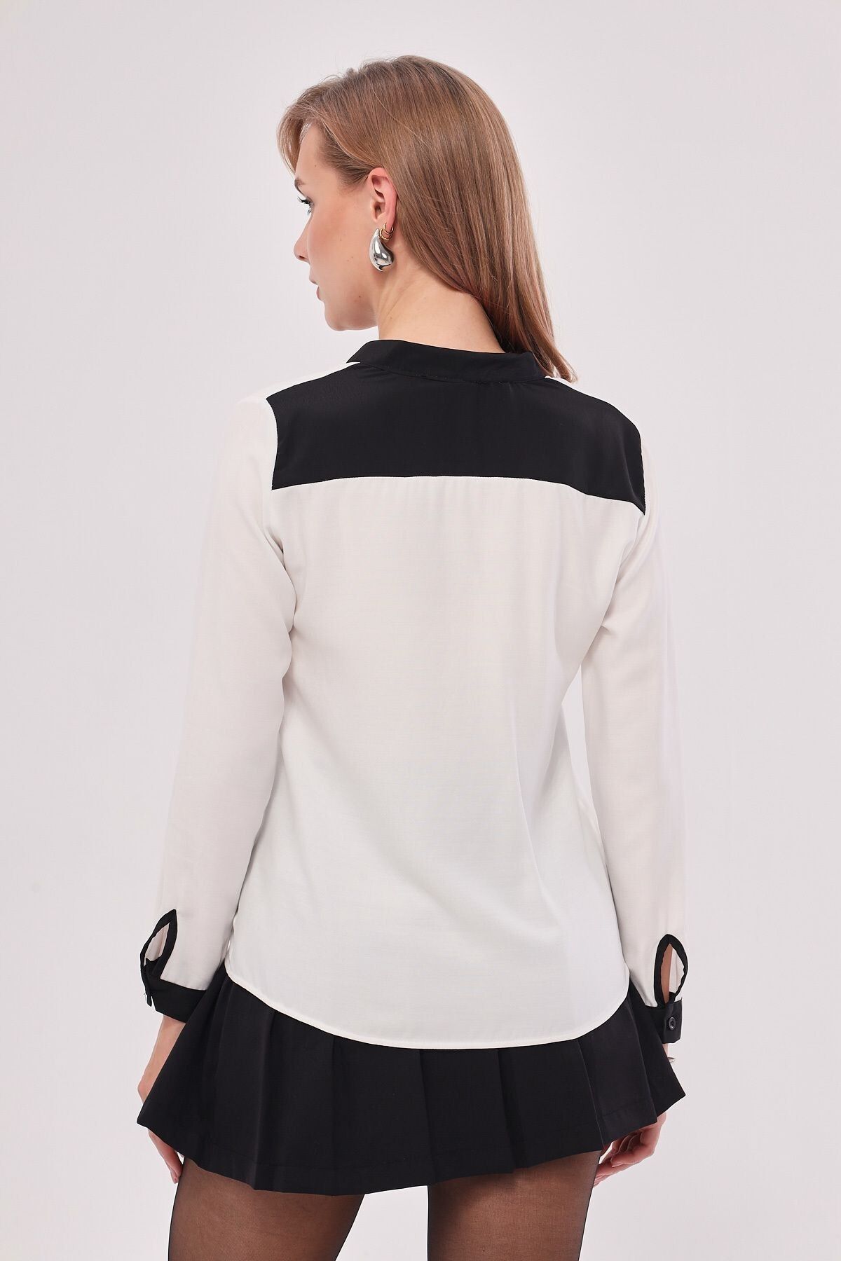 armonika-Női Ecru elöl csíkos ing ARM-18K001255 5