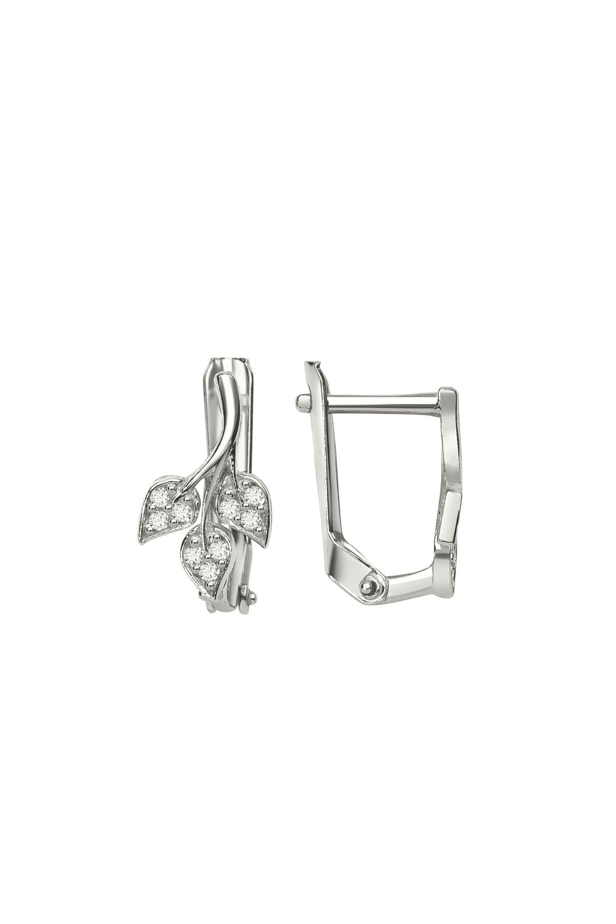 jelux silver Gümüş 925 Ayar Elegance Leaf Zirkon Taşlı Küpe