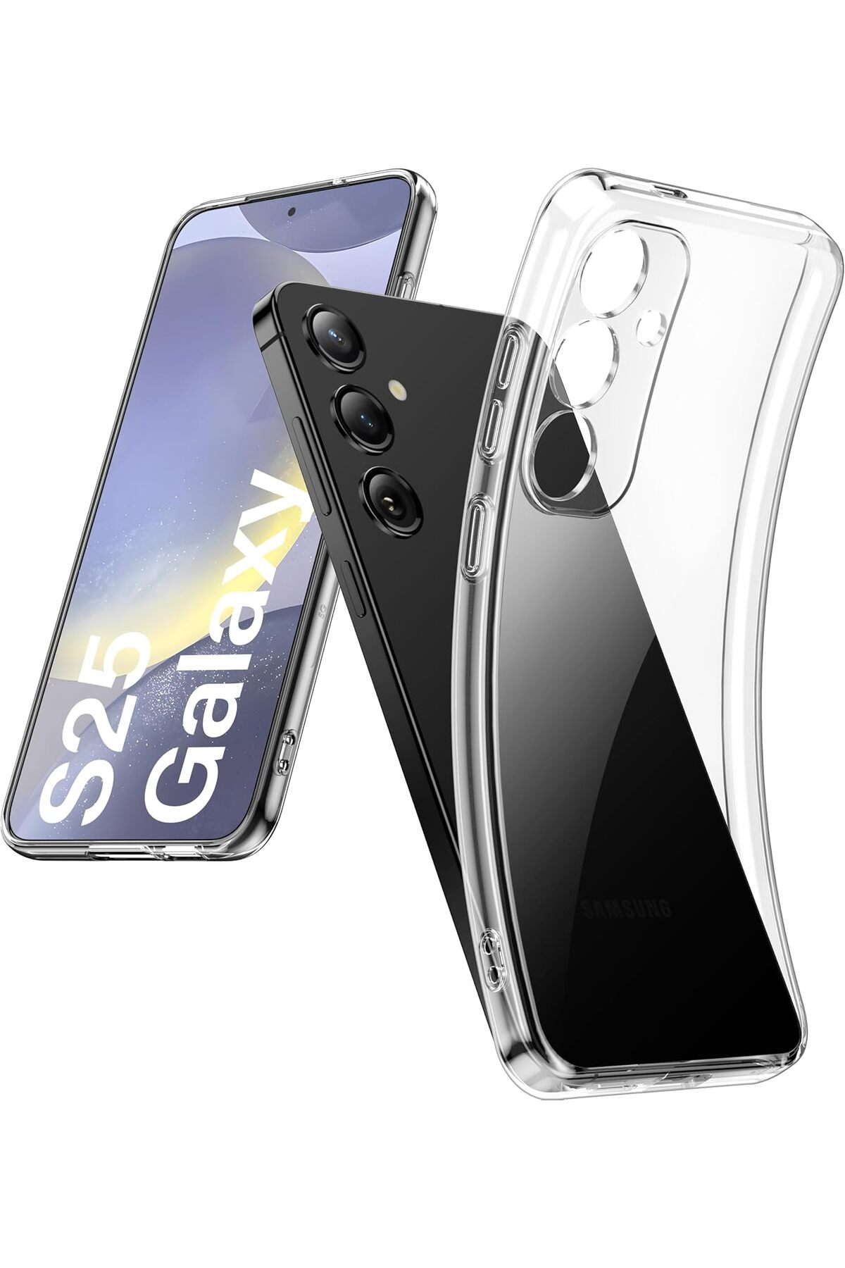 Samsung Galaxy S25 Uyumlu Kılıf 3D Kamera Koruma Darbe Önleyici Şeffaf Renksiz Silikon Kapak