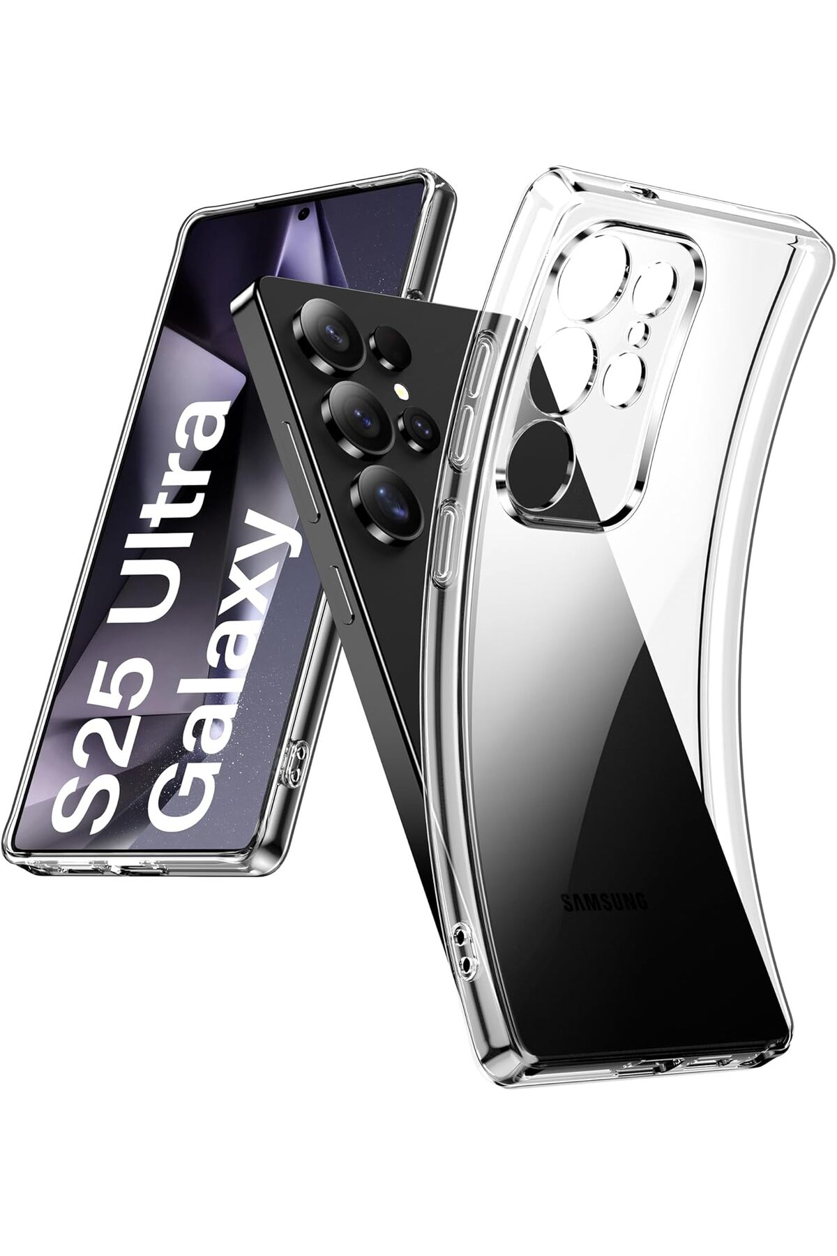 Samsung Galaxy S25 Ultra Uyumlu Kılıf 3D Kamera Koruma Darbe Önleyici Şeffaf Renksiz Silikon Kapak