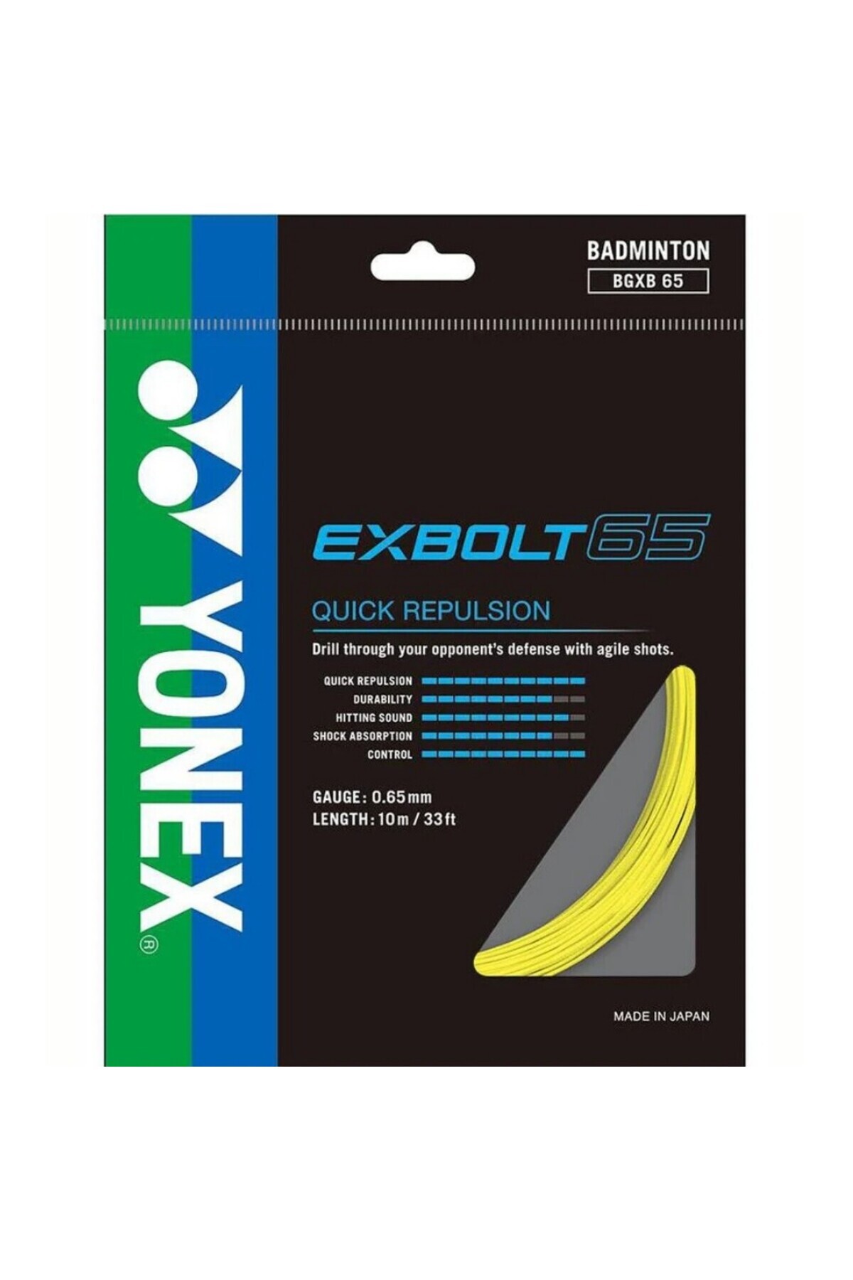 YONEX Exbolt 65 Badminton Kordajı 0.65 mm / 10 M - Sarı