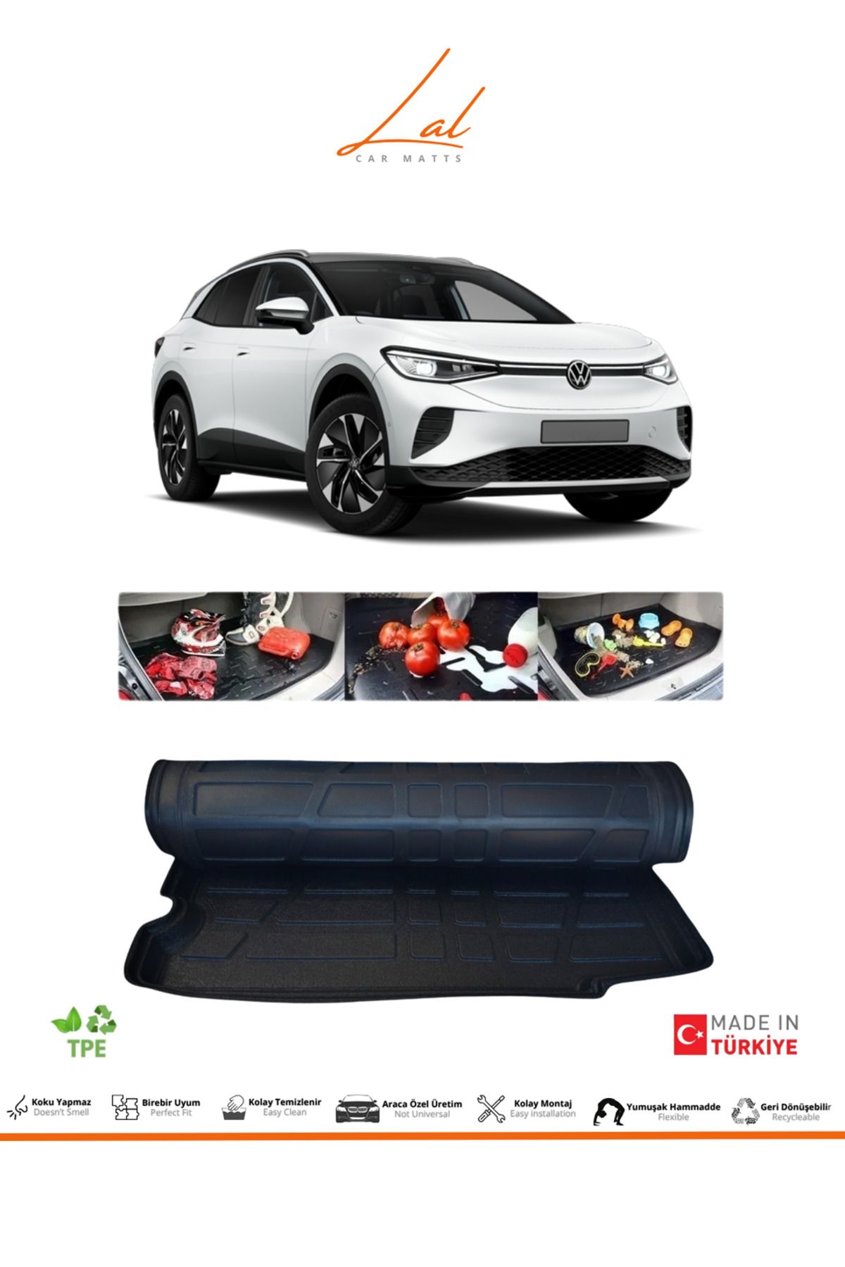 Lal Volkswagen ID.4 Alt Kademe 3D Bagaj Havuzu (2021 ve sonrası uyumlu)