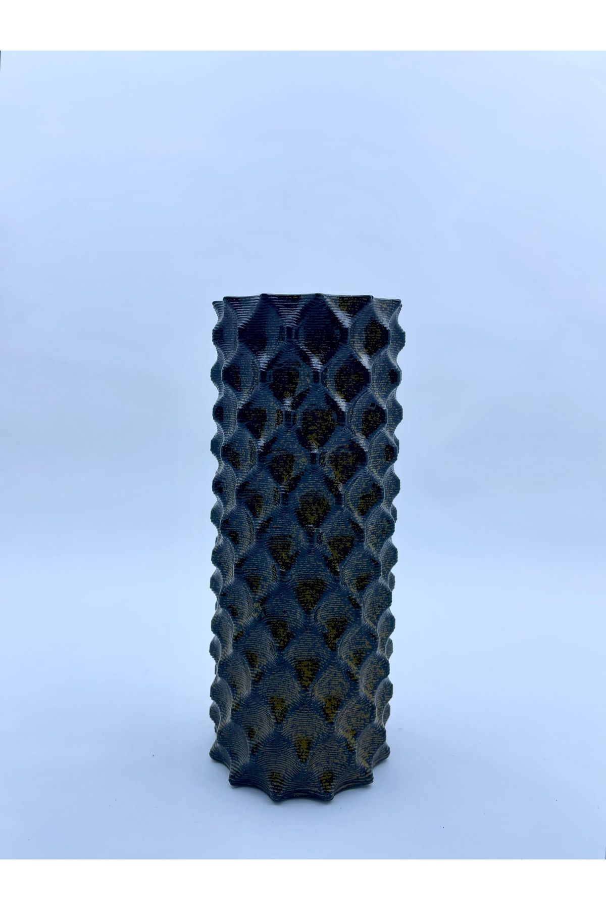 creamic studio Desenli Yüzeyli 3D Seramik Tasarım Vazo 20x8| Creamic Studio