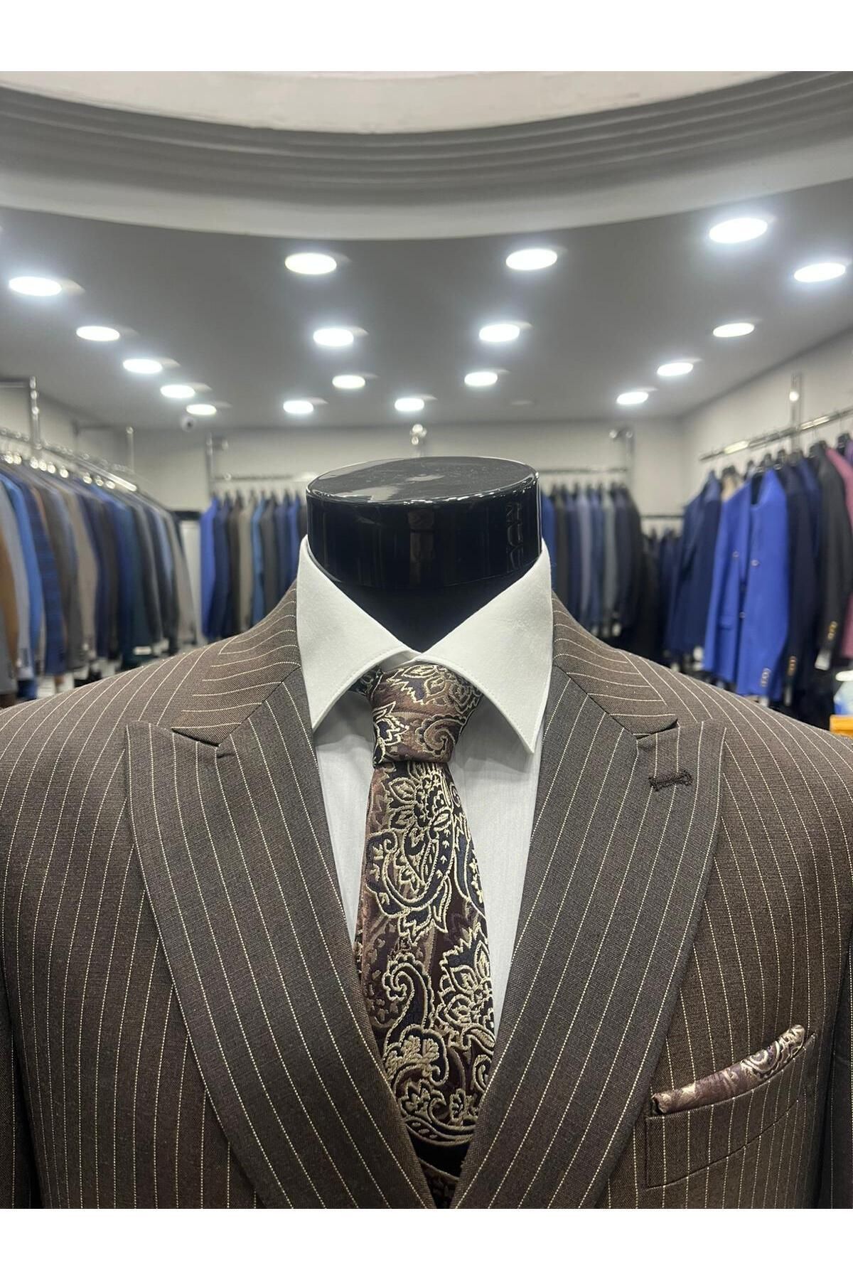 MASSARO-Double-breasted Striped Slimfit Suit Dress 5