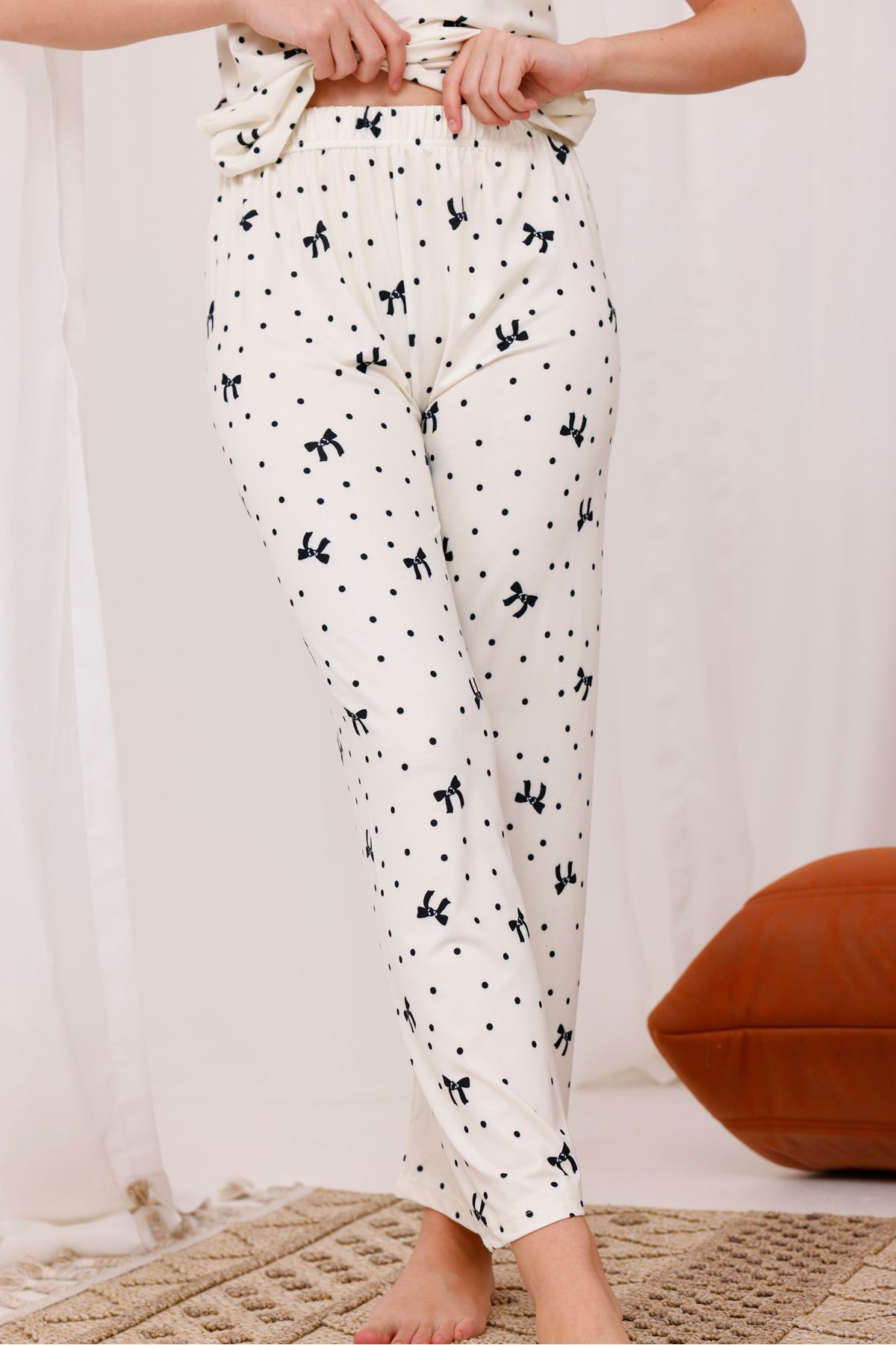 Arvin Pijama Kadın Baskılı Yumuşak Dokulu Kısa Kollu Örme Pijama Takımı