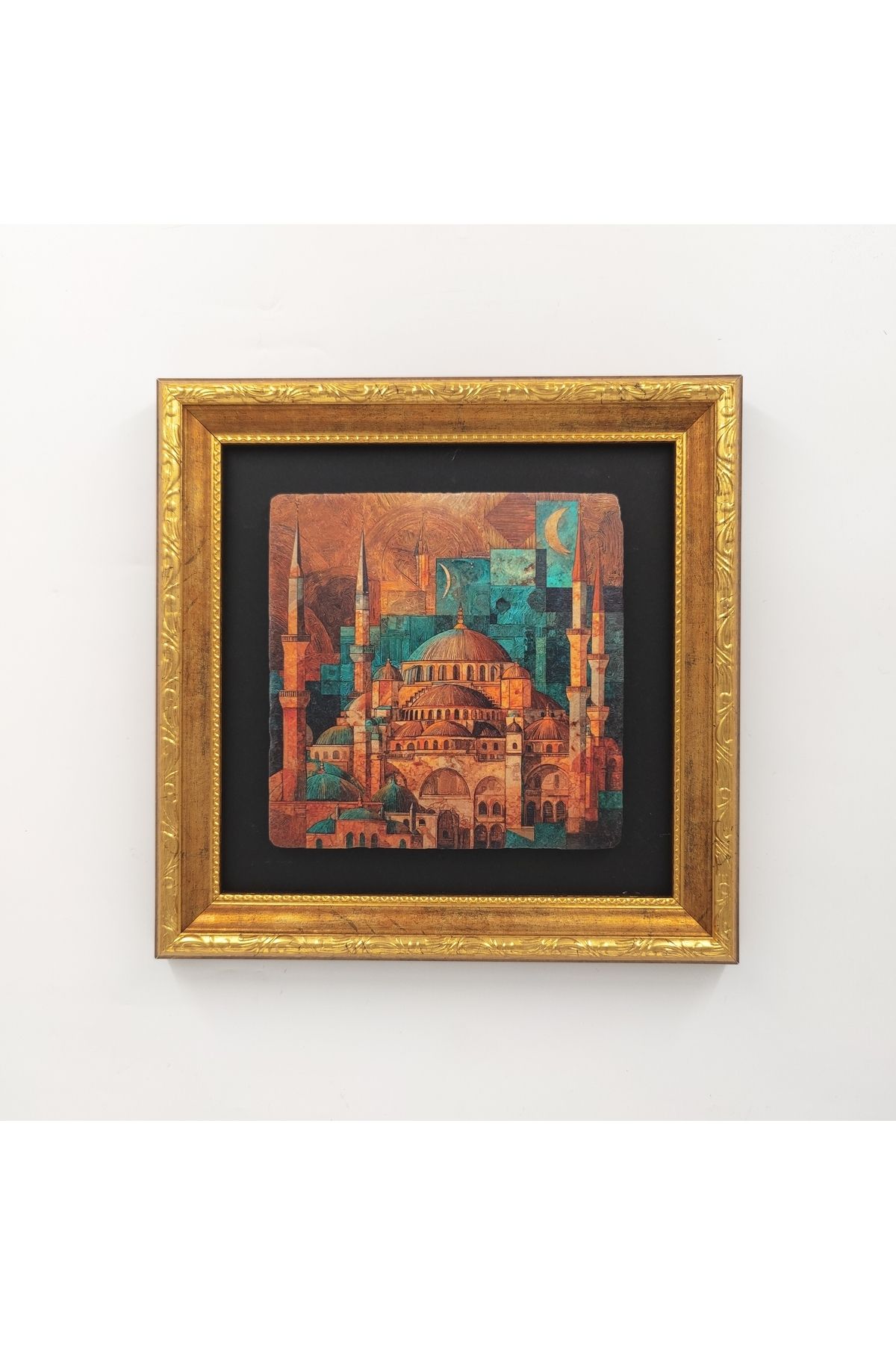 Ahsen resim çerçeve Çerçeveli Doğal Taş Üzerine İstanbul Temalı Baskı Tablo (Ayasofya)