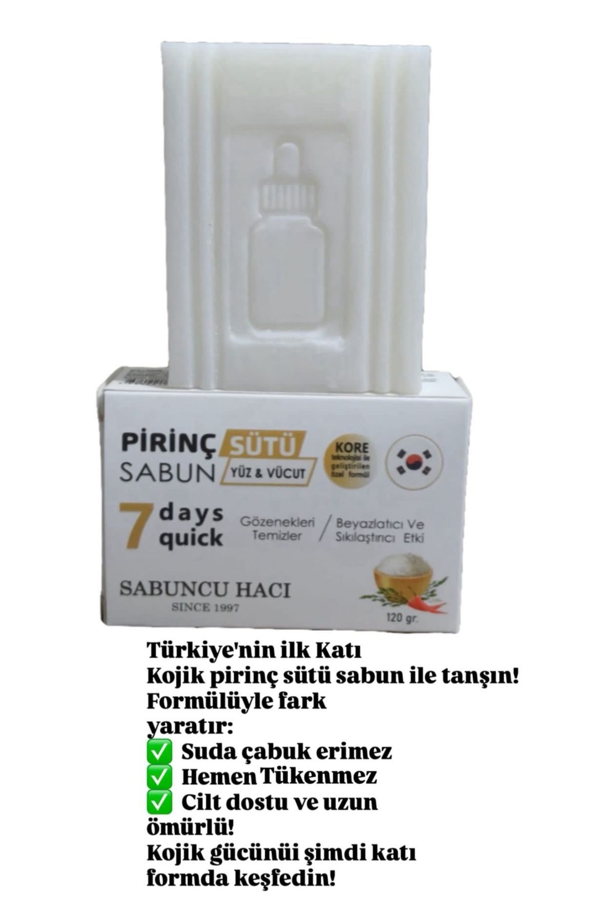 Sabuncu Hacı Katı Pirinç Sütü kojik Asit Sabunu | Aydınlatıcı Ve Beyazlatıcı Leke Karşıtı Yüz Sabunu 120 gr