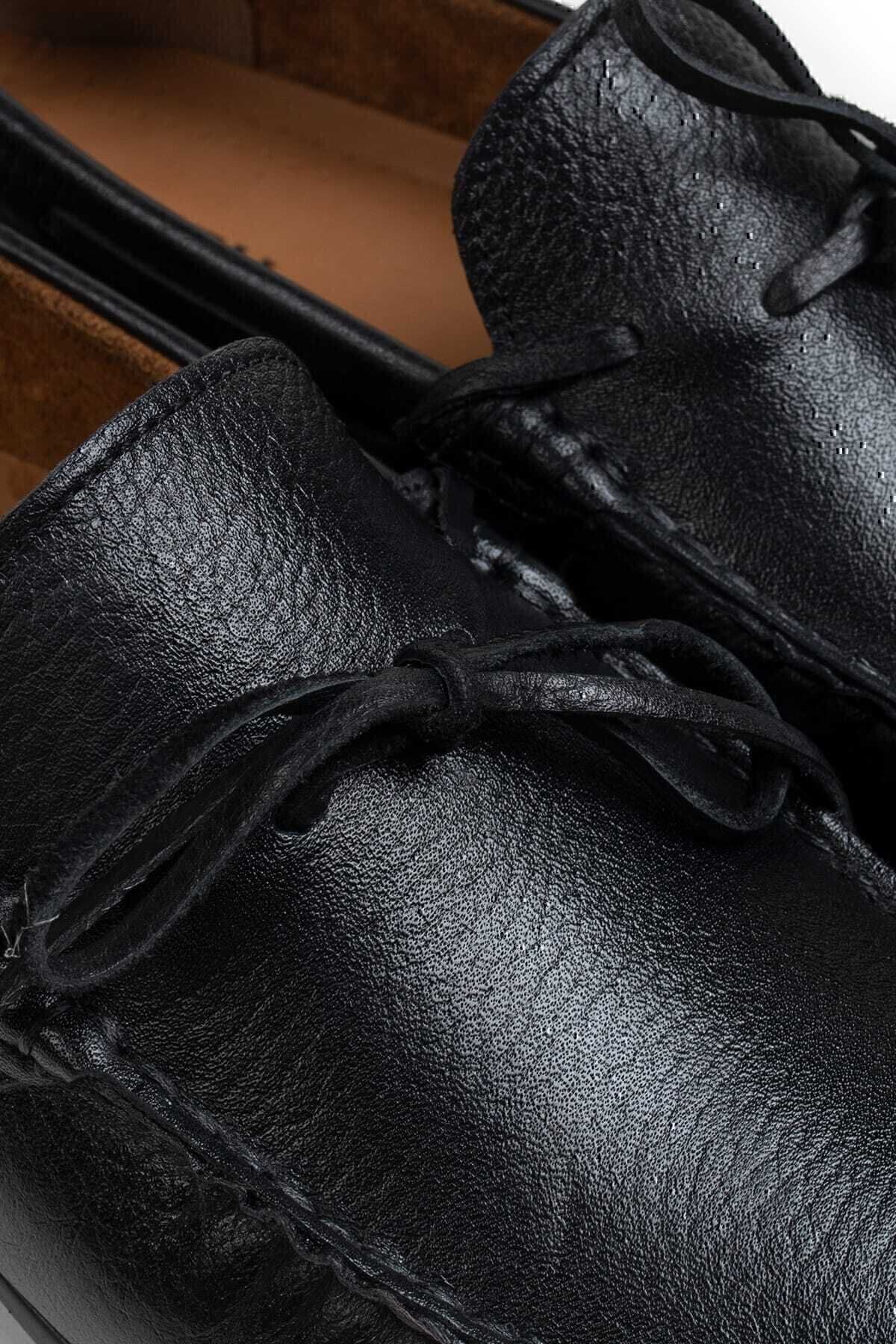 Deery-Men's Black Genuine Leather Loafer Shoes 1