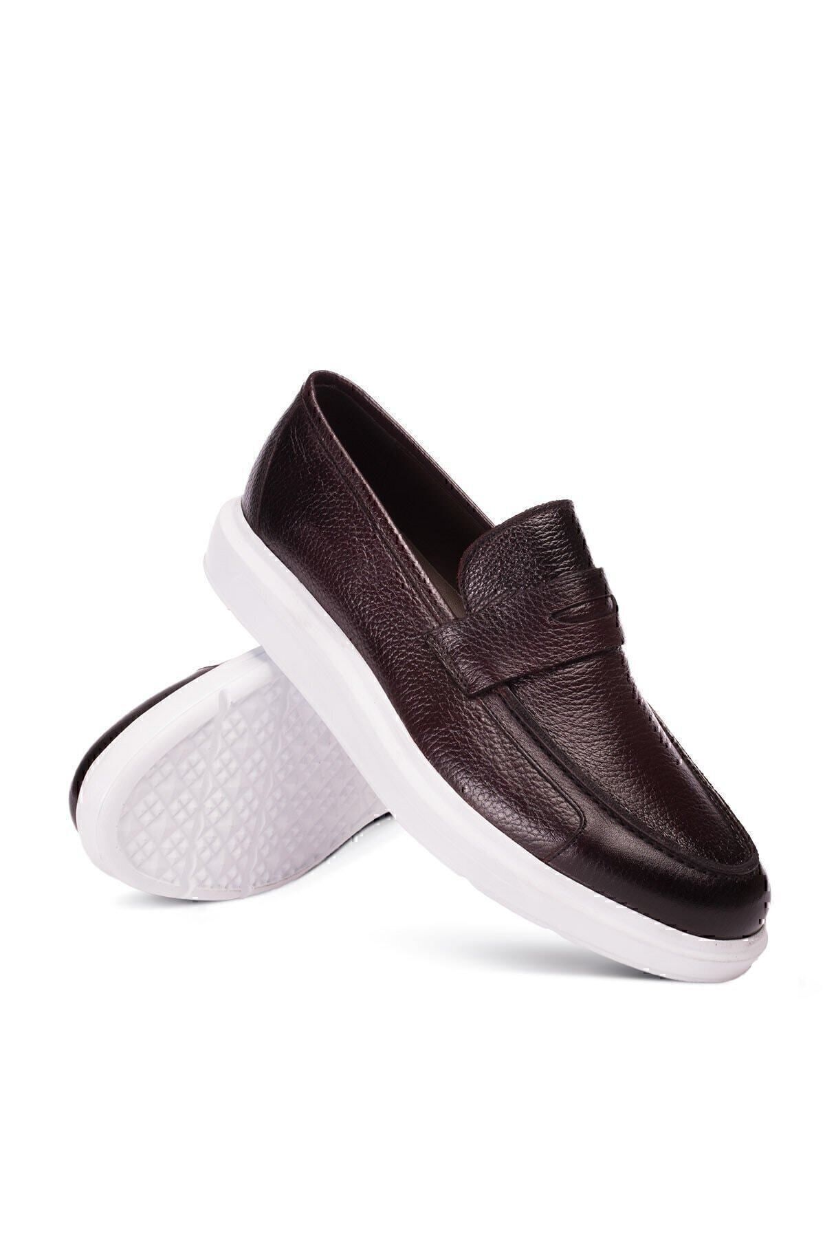 Deery-Men's Burgundy Genuine Leather Loafer Shoes 6