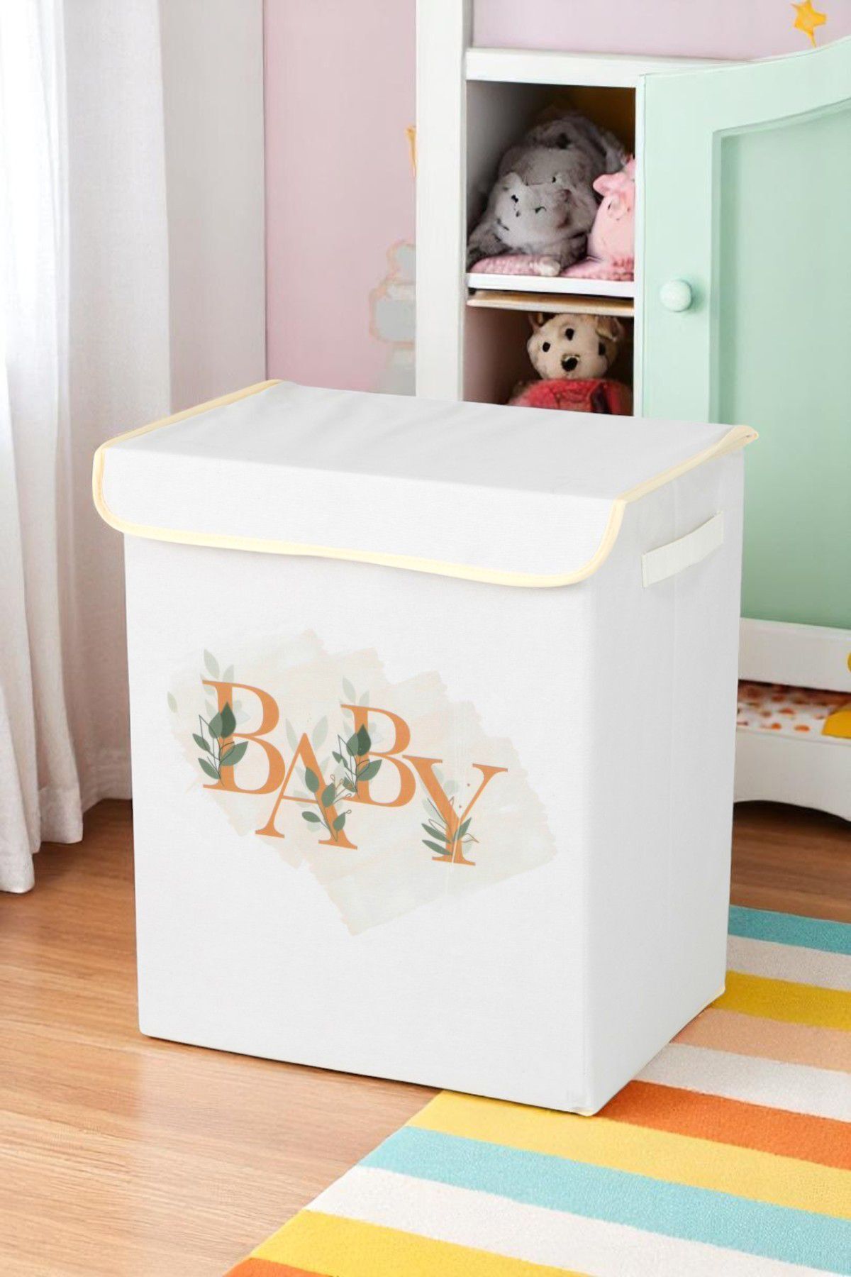 İronika-Baby Box with Lid Closet Organizer Toy Items Laundry Storage Box Organizer 1