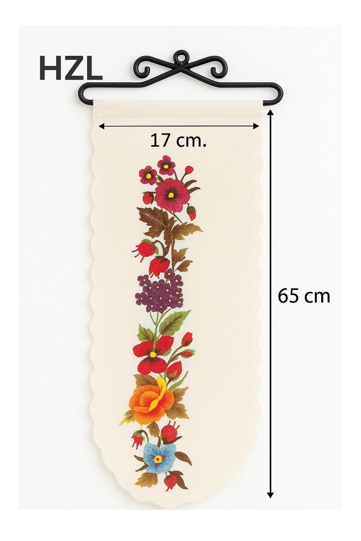 HZL HOME 3 Adet Renkli Geleneksel Motif Çiçek Desenli Duvar Süsü