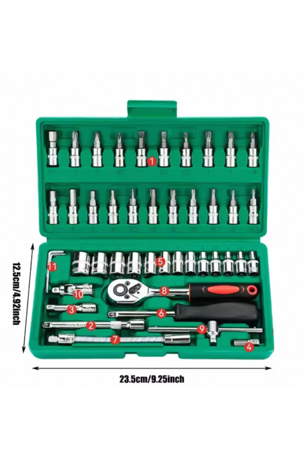 NIUXIANG-46pc 46pc Drive Socket Set 1/4 Inch Ratchet Wrench Set With Sockets Metric Hex Bit Socket Set Mechan 3