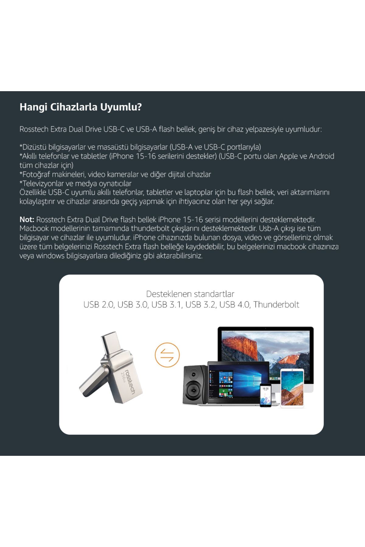 ROSSTECH-Extra Dual Drive 256Gb USB 3.2 Gen1 to Type-C 150Mb-Sn Flash Memory 7