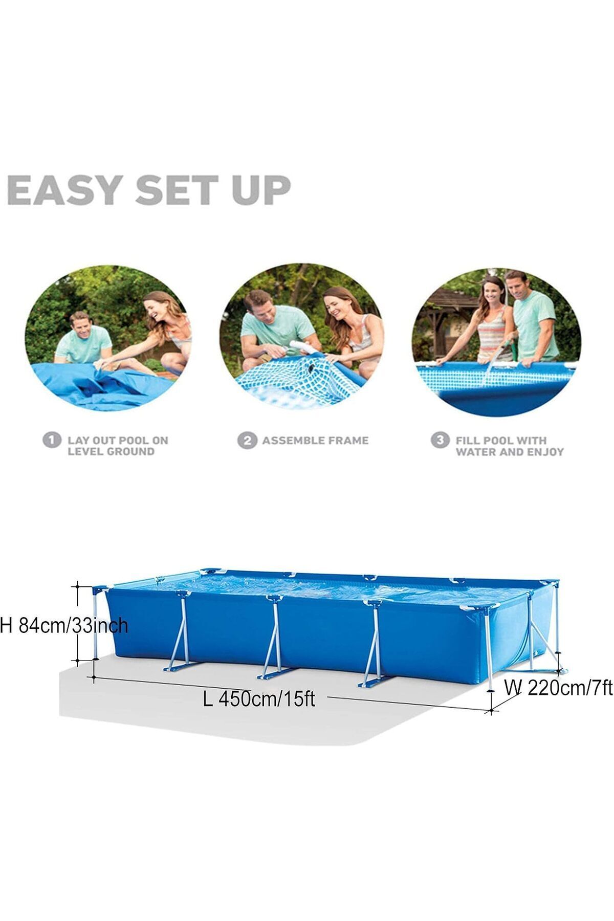 Intex-Rectangular Frame Pool – 4.50m x 2.20m x 0.84m | Above Ground Swimming Pool 5