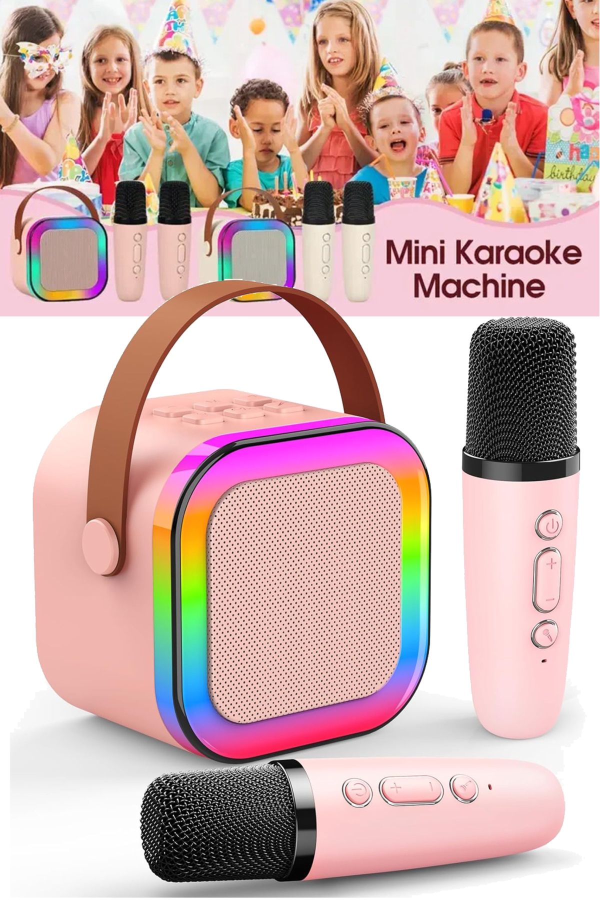 DigiMonster K12 Karaoke Makinesi Taşınabilir Bluetooth Hoparlörlü Eğlence Deneyimi! 2 Kablosuz Hoparlör Hediye