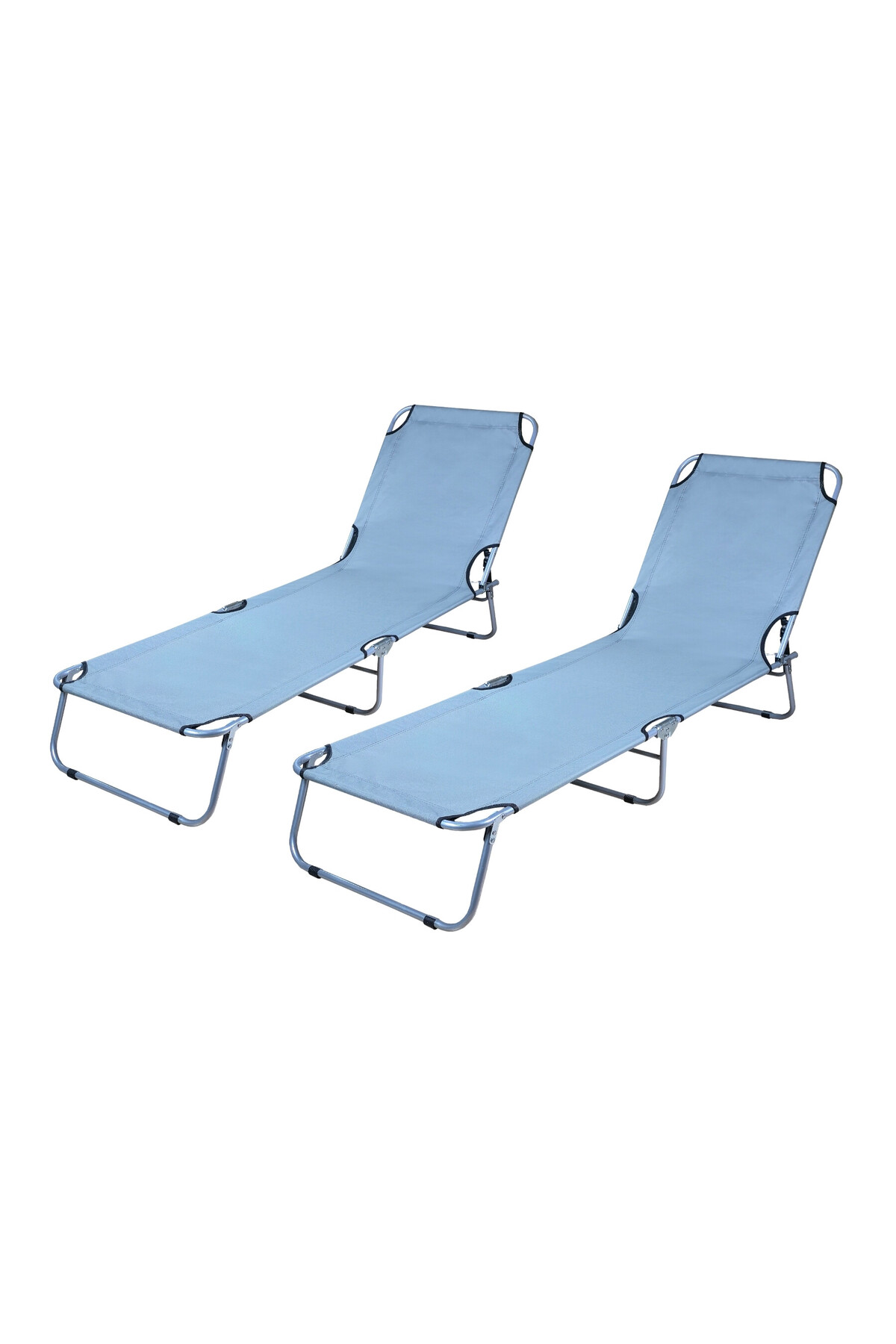 FOLDING SUN LOUNGER CAMPING BED BEACH SEA SUN LOUNGER CAMPING (2 PCS-GRAY)