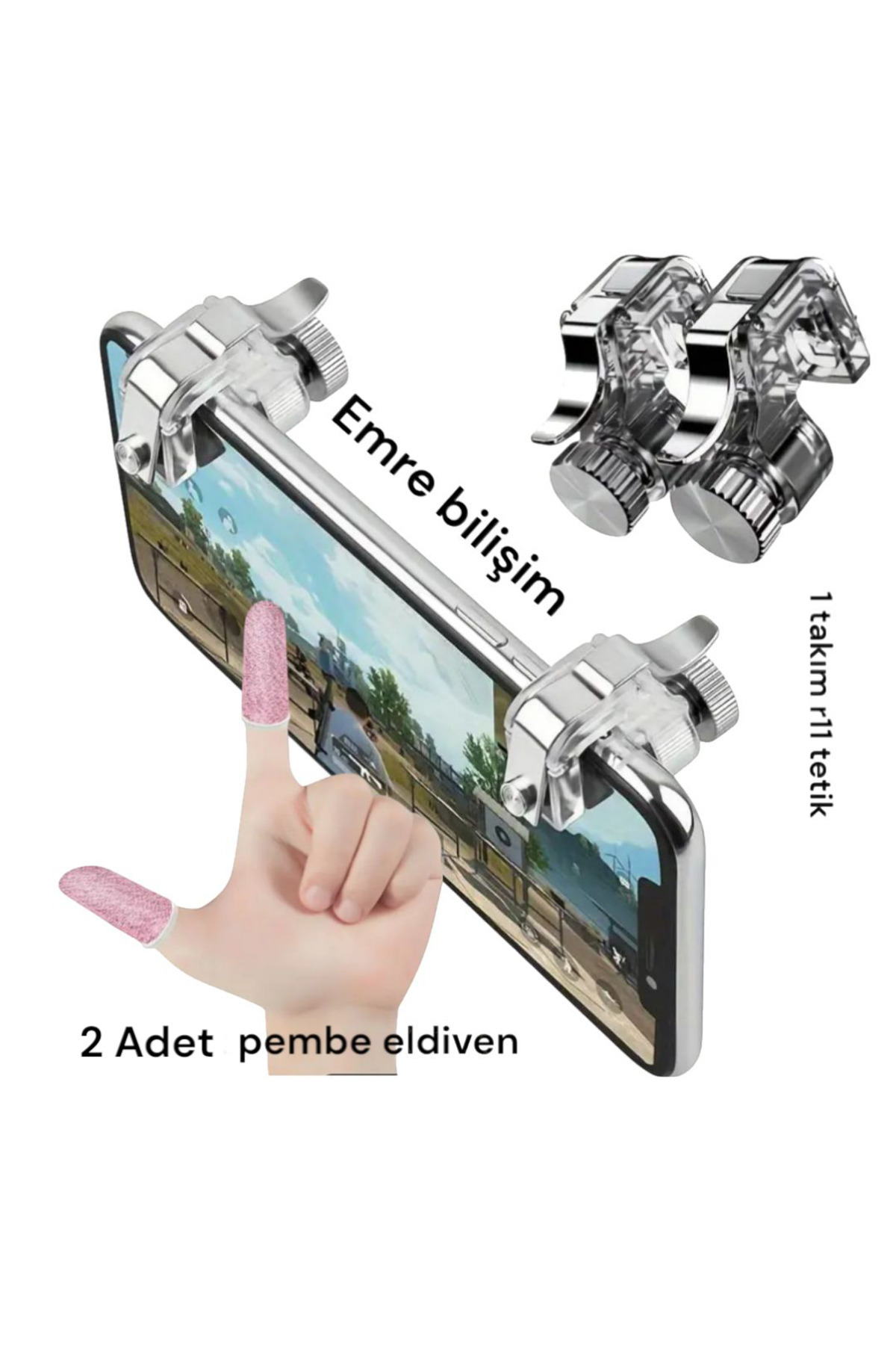 emrebilisim Profesyonel Metal Tetik R11 Mobil Oyun Eldiveni Pembe Parmaklık 1 Çift 2 Adet Toplam 2 Çift 4 Adet