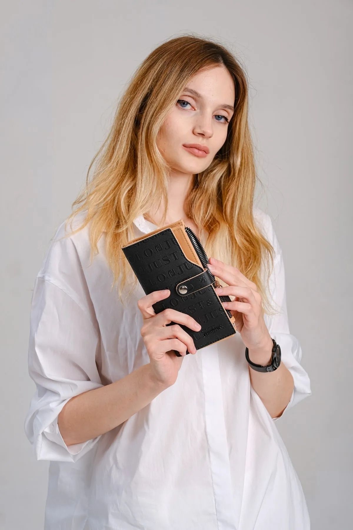 Women's Wallet with Lock Detail 1001-gd Grey
