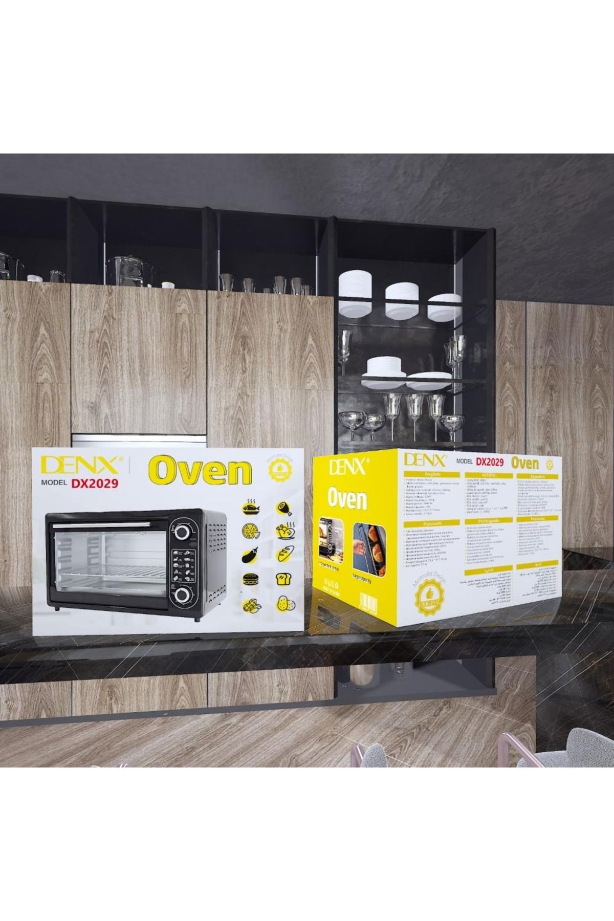 Denx-Electric Oven 48 Liters 2000 W ,temperature Control 100 °c - 3 Layer Electric Grill With Stove Lamp 4
