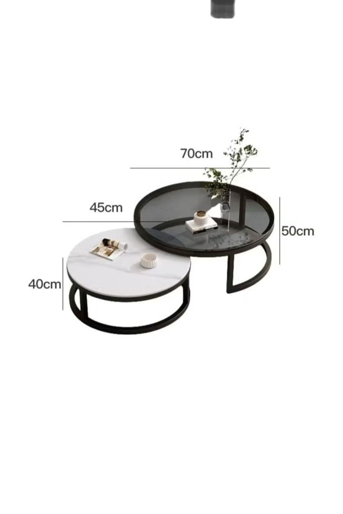 Luxury Home-Coffee Tables with Simple Design, Transparent Rocky Desktop, Set of 2 Nested Tables for 2