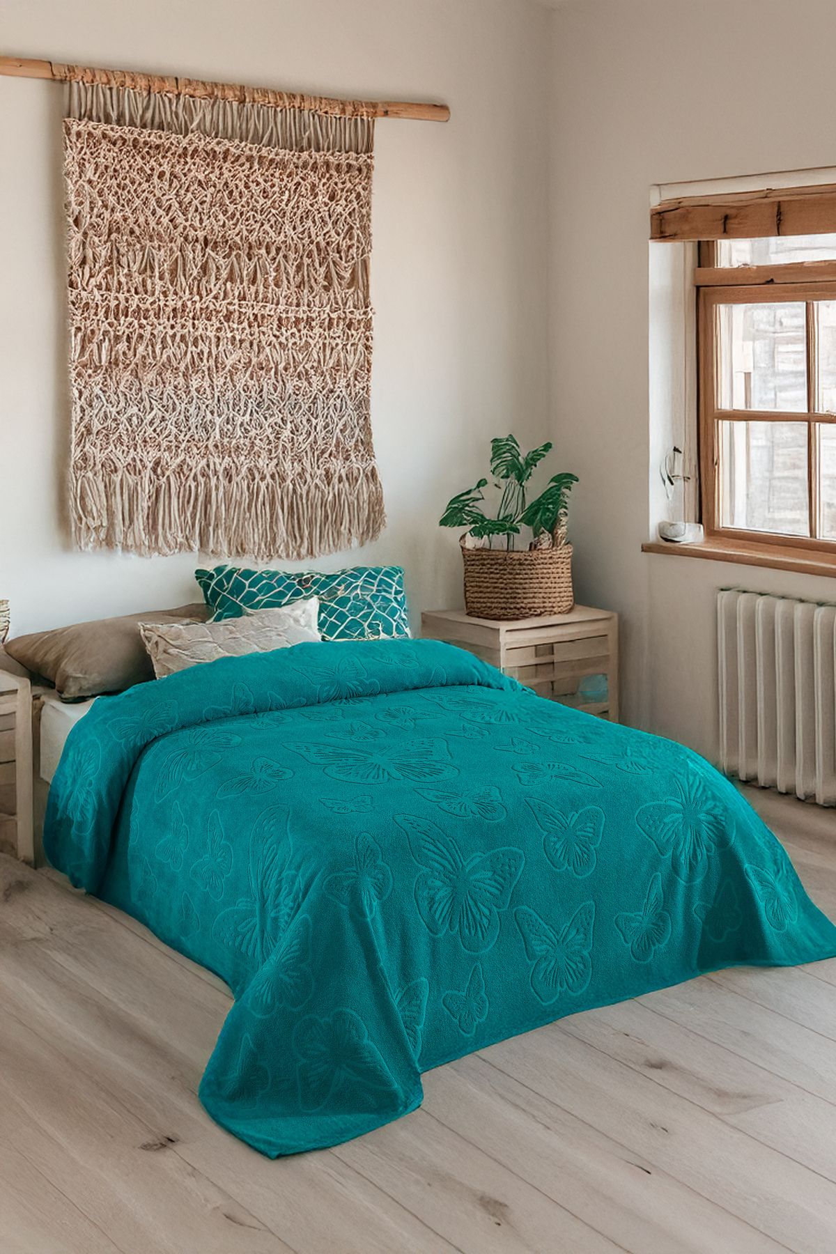 DNZGÜLCAN-Kelebek Pique Double 200X220Cm Summer Towel Pique 100% Cotton Soft Bedspread 4