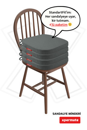 XPERMATE 4'lü Oval Sandalye Minderi Fermuarlı Yıkanabilir Su Ve Yağ Itici 42x...